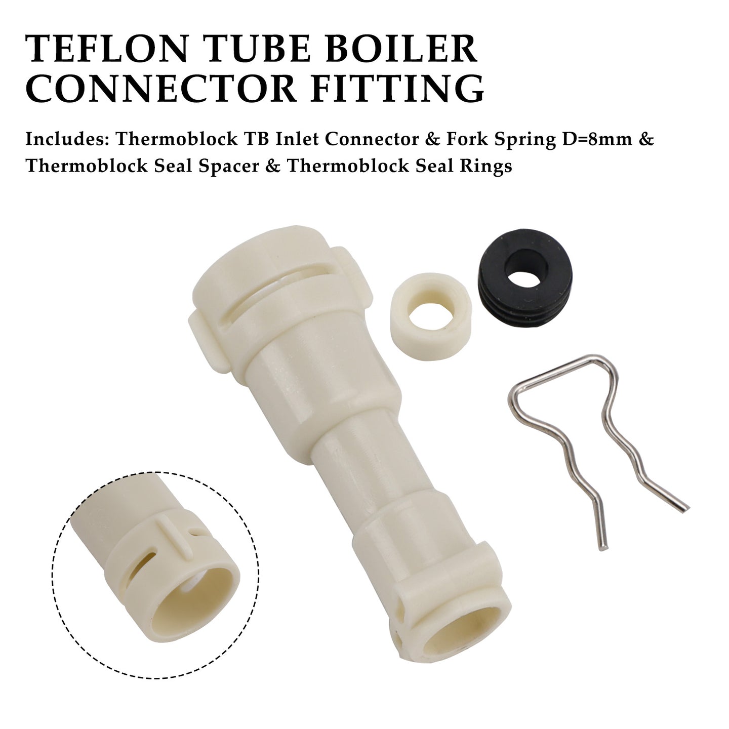 ThermoBlock Inlet Connector & Seal & Spacer & Fork D8mm Kit Of Water Heating Element Fit For Philips Coffee Machine 422224777123