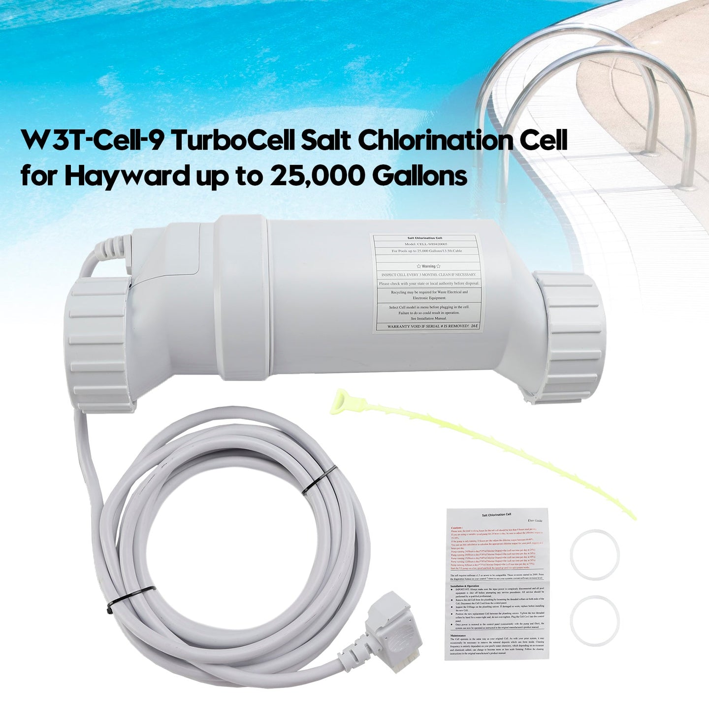 Hayward W3T-Cell-9 TurboCell Salt Chlorination Cell a?? Replacement for Saltwater Pools up to 25,000 Gallons