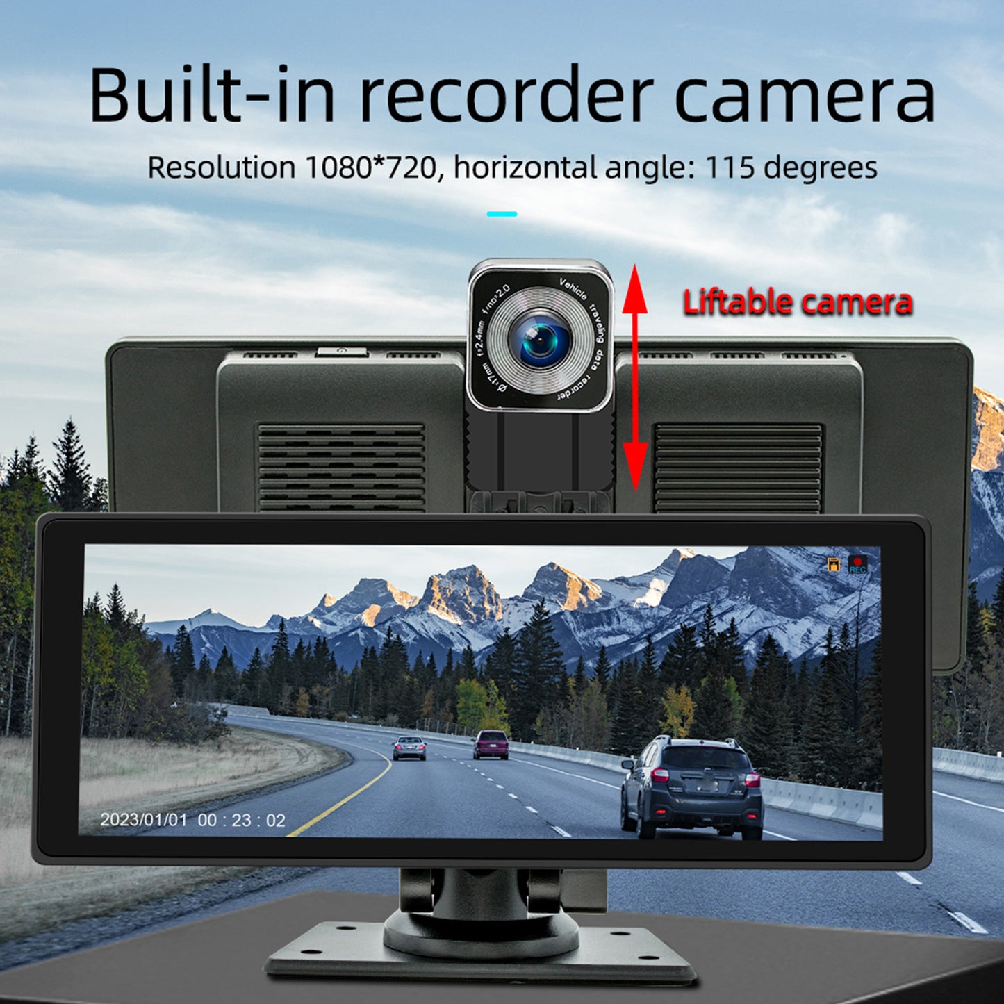 10.26inch Wireless Carplay Bluetooth Radio FM Car MP5 Player AHD Recorder Camera