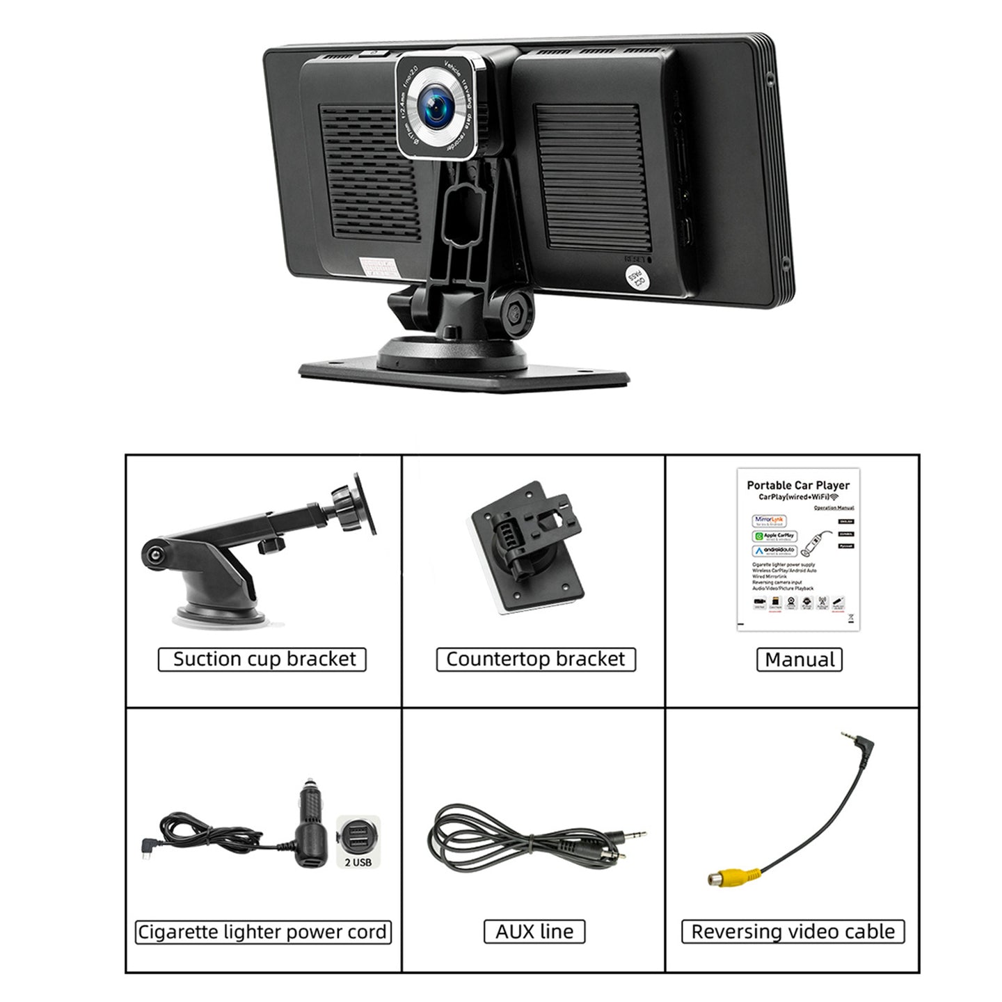 10.26inch Wireless Carplay Bluetooth Radio FM Car MP5 Player AHD Recorder Camera