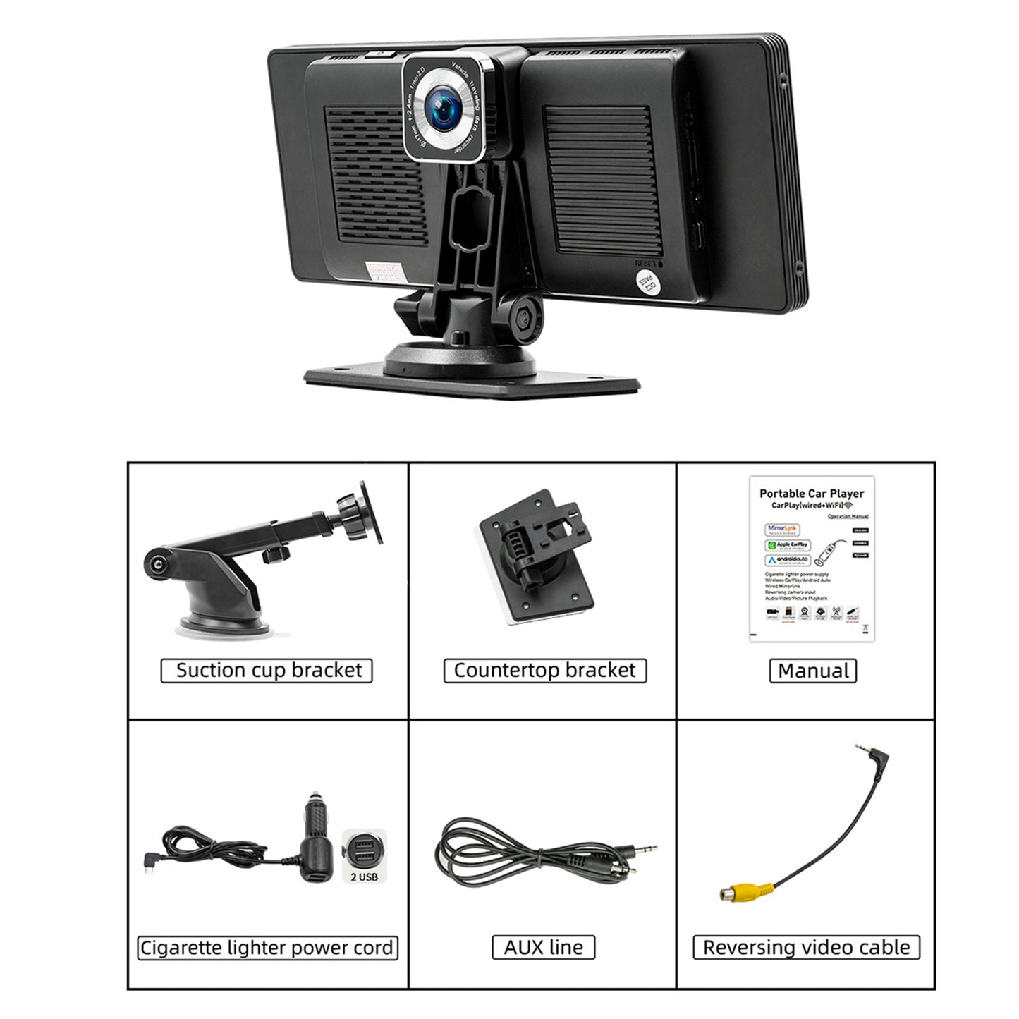 10.26inch Wireless Carplay Bluetooth Radio FM Car MP5 Player AHD Recorder Camera