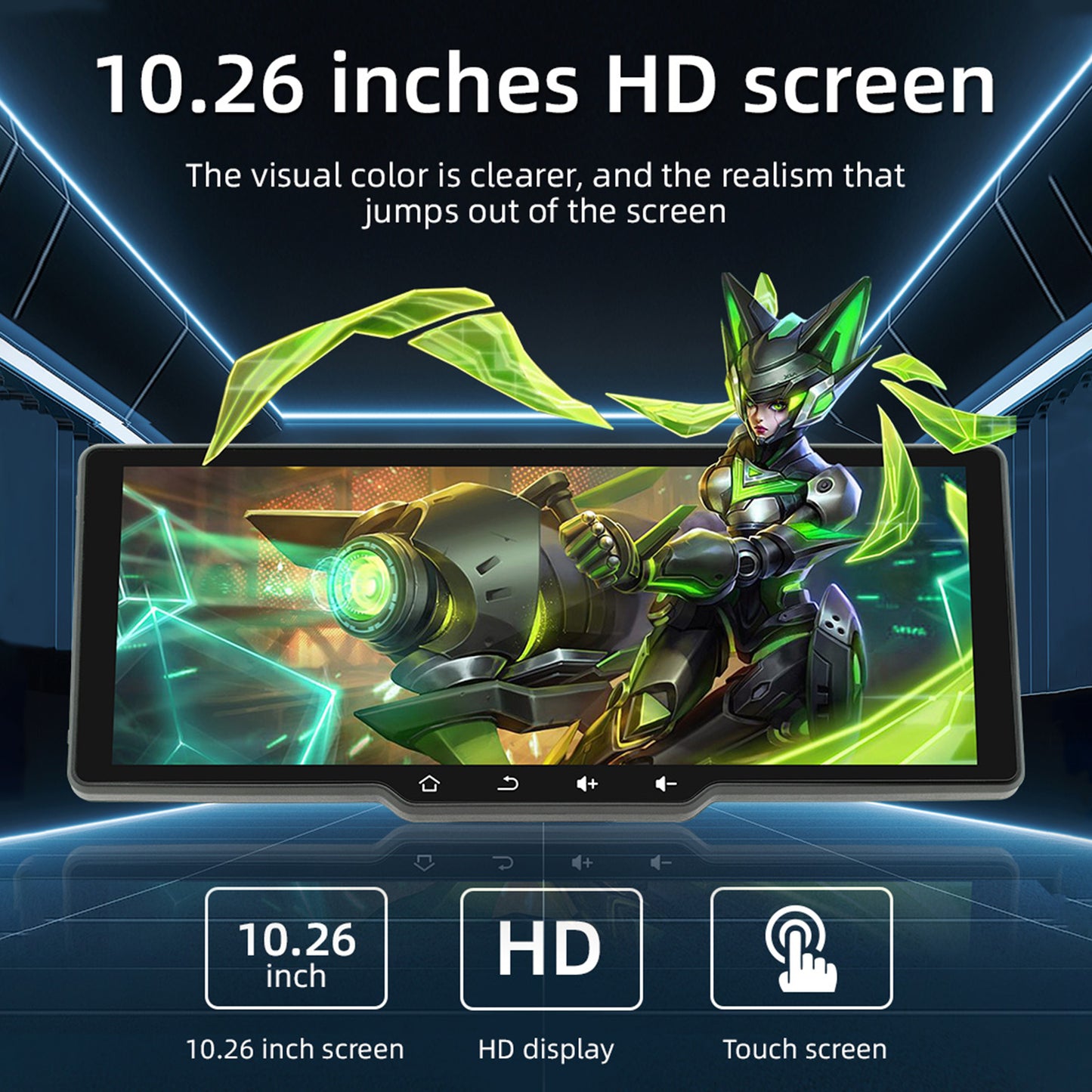 10.26inch HD Screen Portable Wireless Carplay Car Bluetooth MP5 Player 4 LED Camera