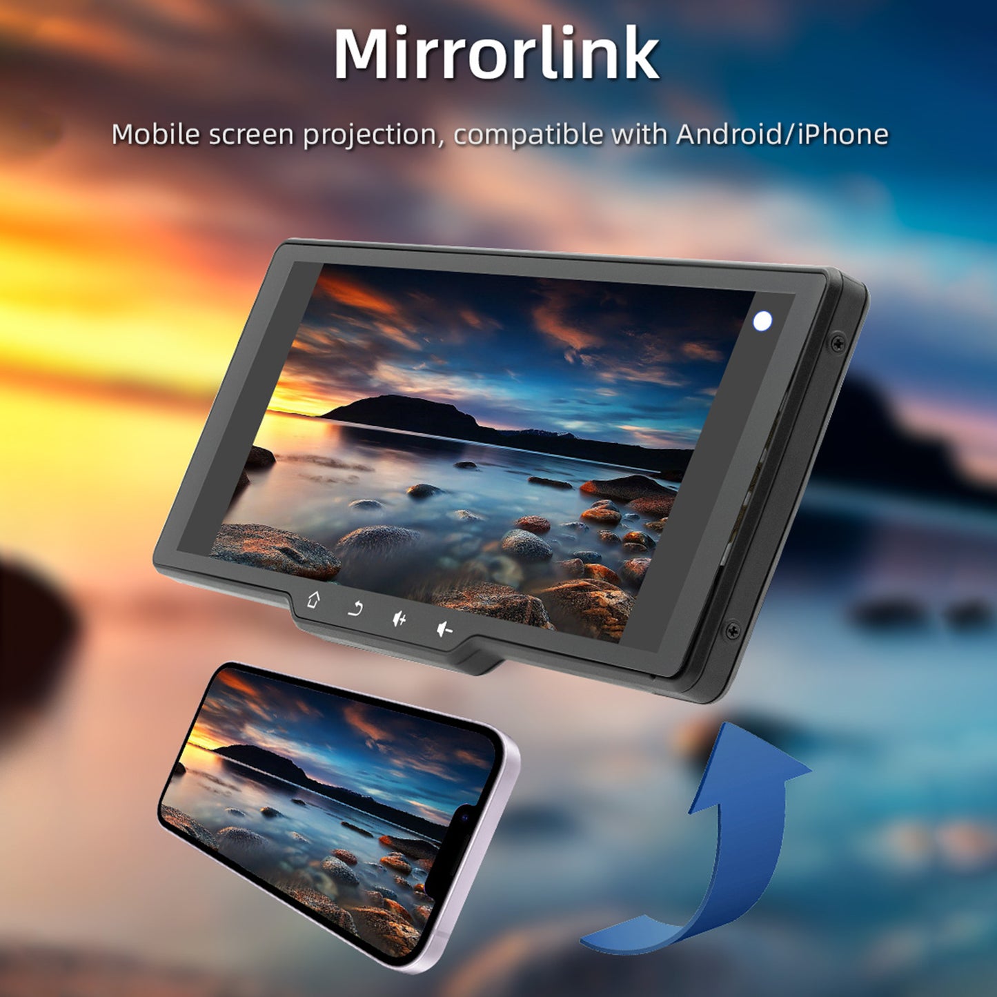 10.26inch HD Screen Portable Wireless Carplay Car Bluetooth MP5 Player 4 LED Camera