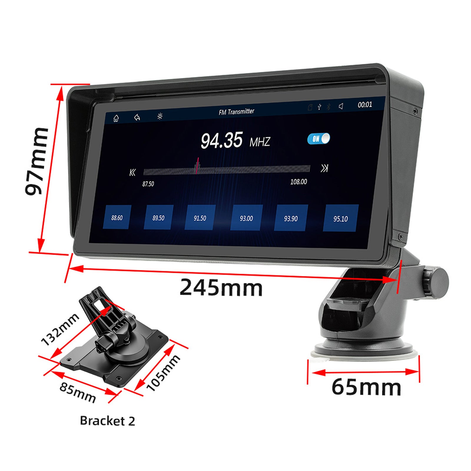 10.26inch Car MP5 Player Bluetooth Car FM Transmitter Wireless Carplay 4 LED Camera