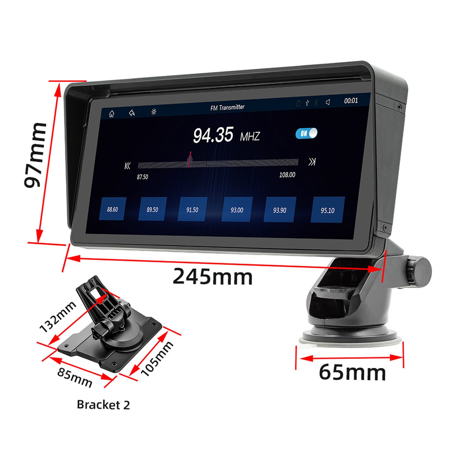 10.26inch Car MP5 Player Bluetooth Car FM Transmitter Wireless Carplay 4 LED Camera