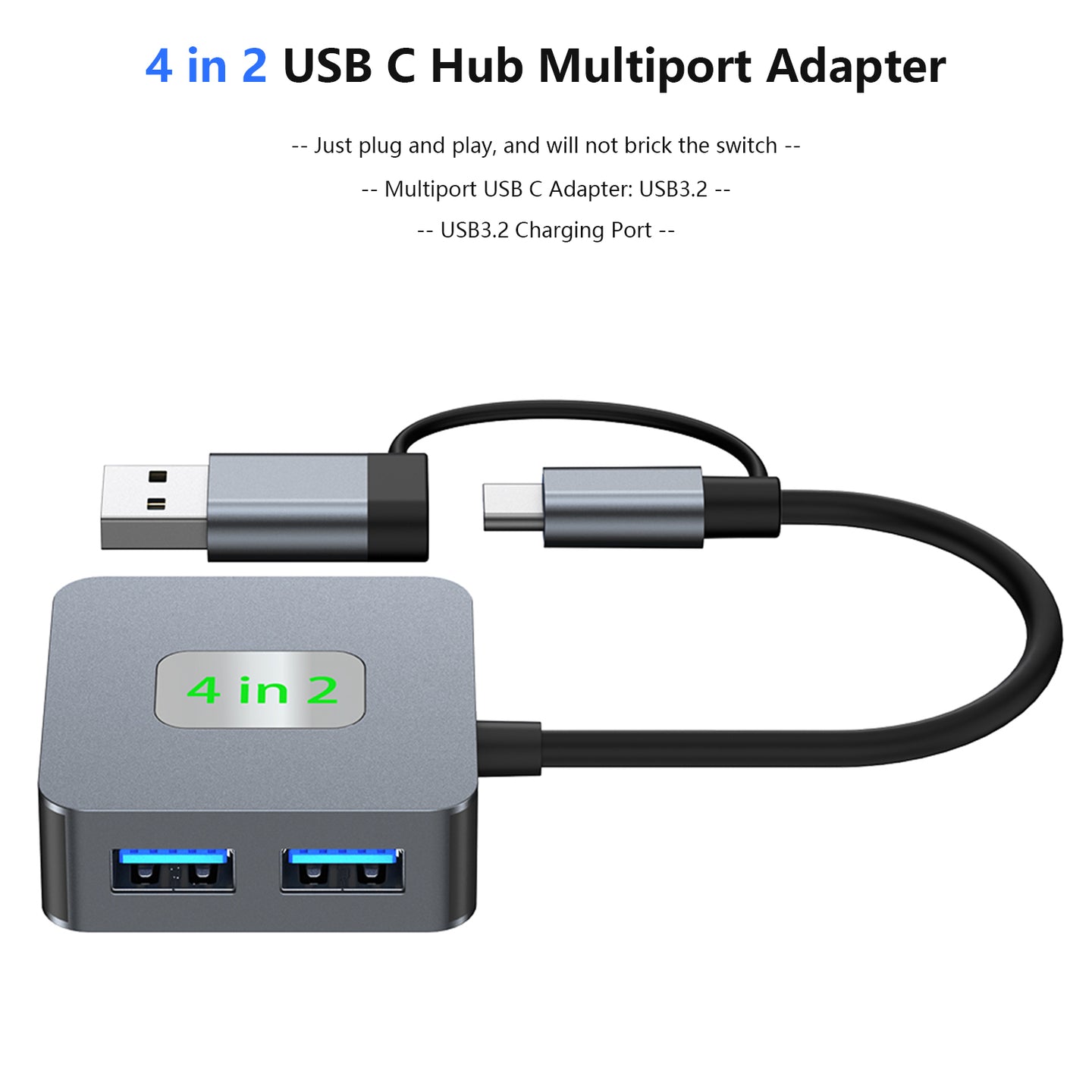 4 in 2 Type-C + USB to USB3.2*4 Interface Hub Adapter Dock for MacBook iPad Pro (Copy)
