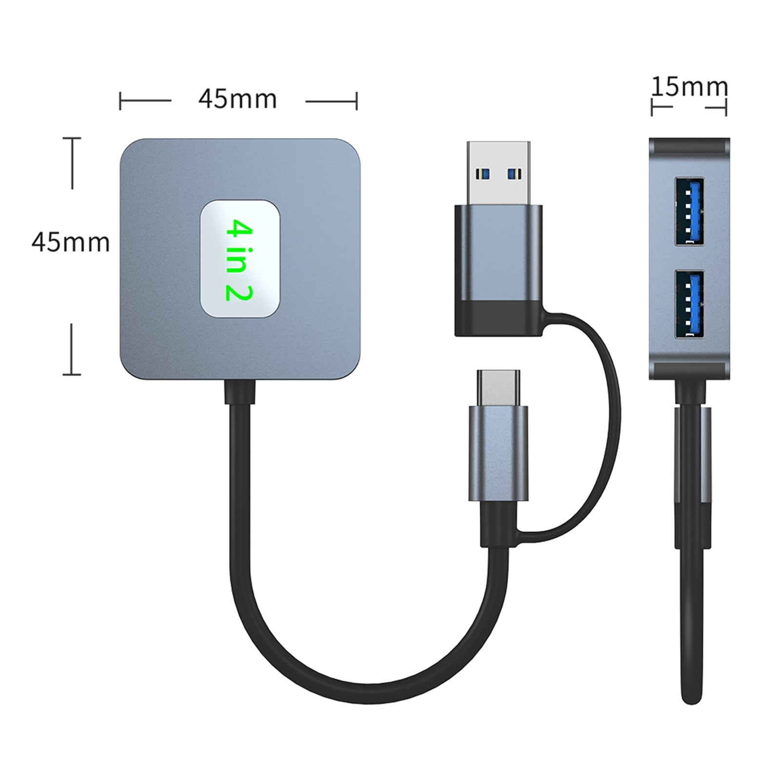 4 in 2 Type-C + USB to USB3.2*4 Interface Hub Adapter Dock for MacBook iPad Pro (Copy)