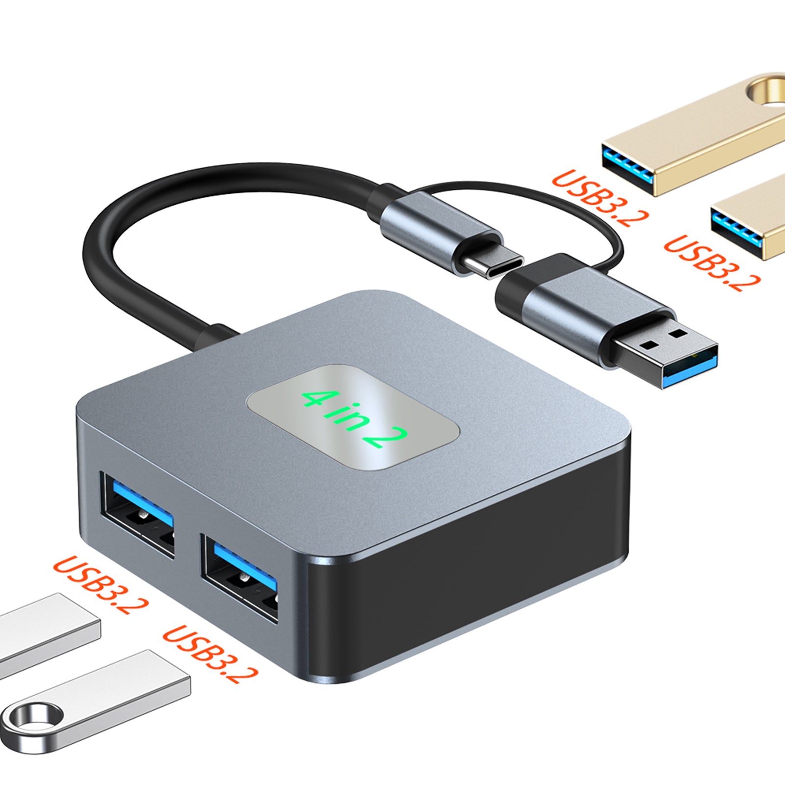 4 in 2 Type-C + USB to USB3.2*4 Interface Hub Adapter Dock for MacBook iPad Pro (Copy)