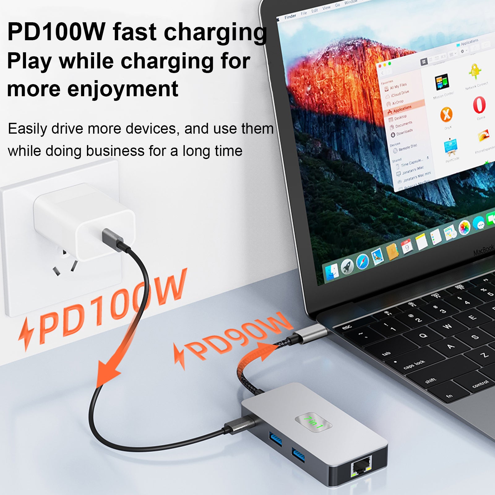 7 in 1 TYPE-CtoRJ45 2.5G 10G USB3.2 HDMI PD100W SD TF Interface Hub Adapter Dock (Copy)