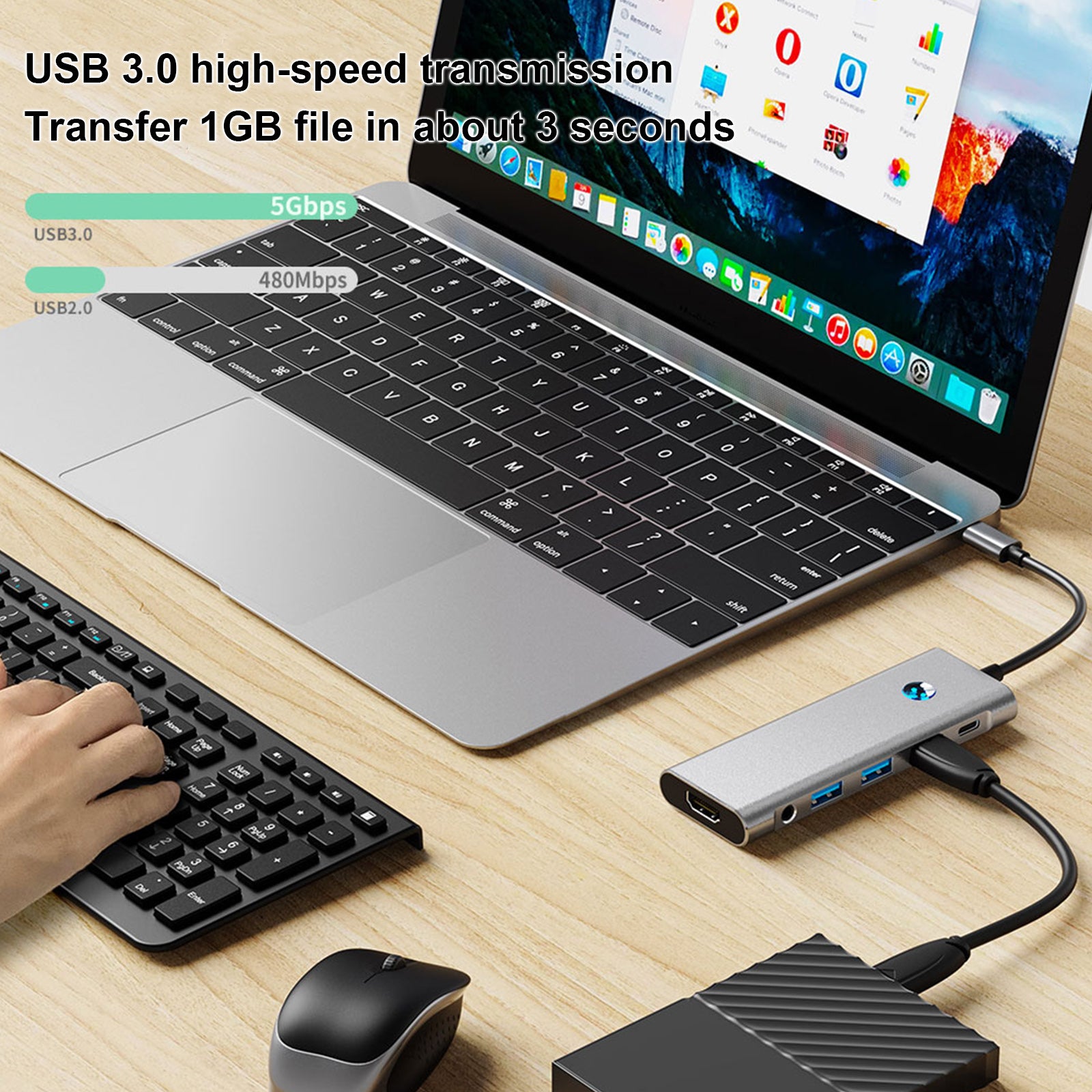 9 in 1 TYPE-C+USB3.0 USB2.0 HDMI SD/TF PD100W Audio Data Interface Hub Adapter (Copy)
