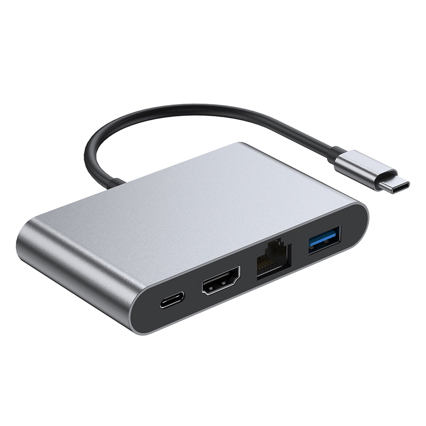 4 in 1 Docking Station TYPE-C to RJ45 100M HDMI USB3.0 PD Interface Hub Adapter