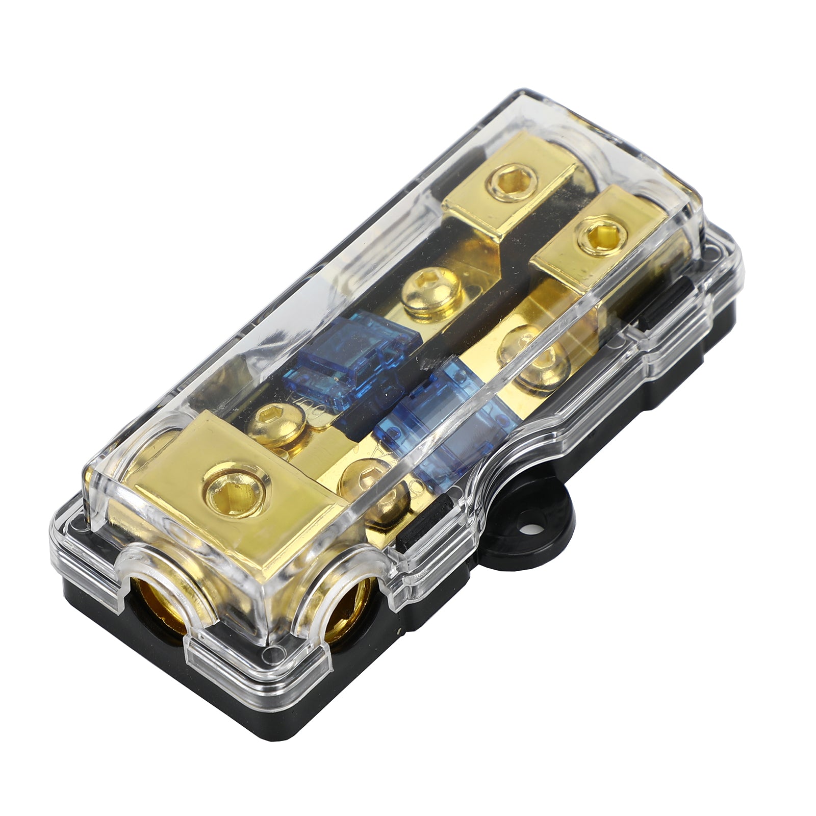 2-Way Mini ANL Fuse Holder & Power Distribution Block, 60A, 0/2/4 Gauge In to 4/8 Gauge Out for Car Audio Amplifier