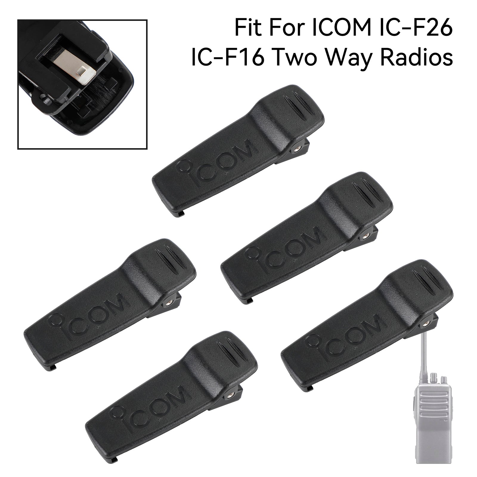 5X Walkie Talkie Two Way Radio Communicator Belt Clip Fit For ICOM IC-F26 IC-F16