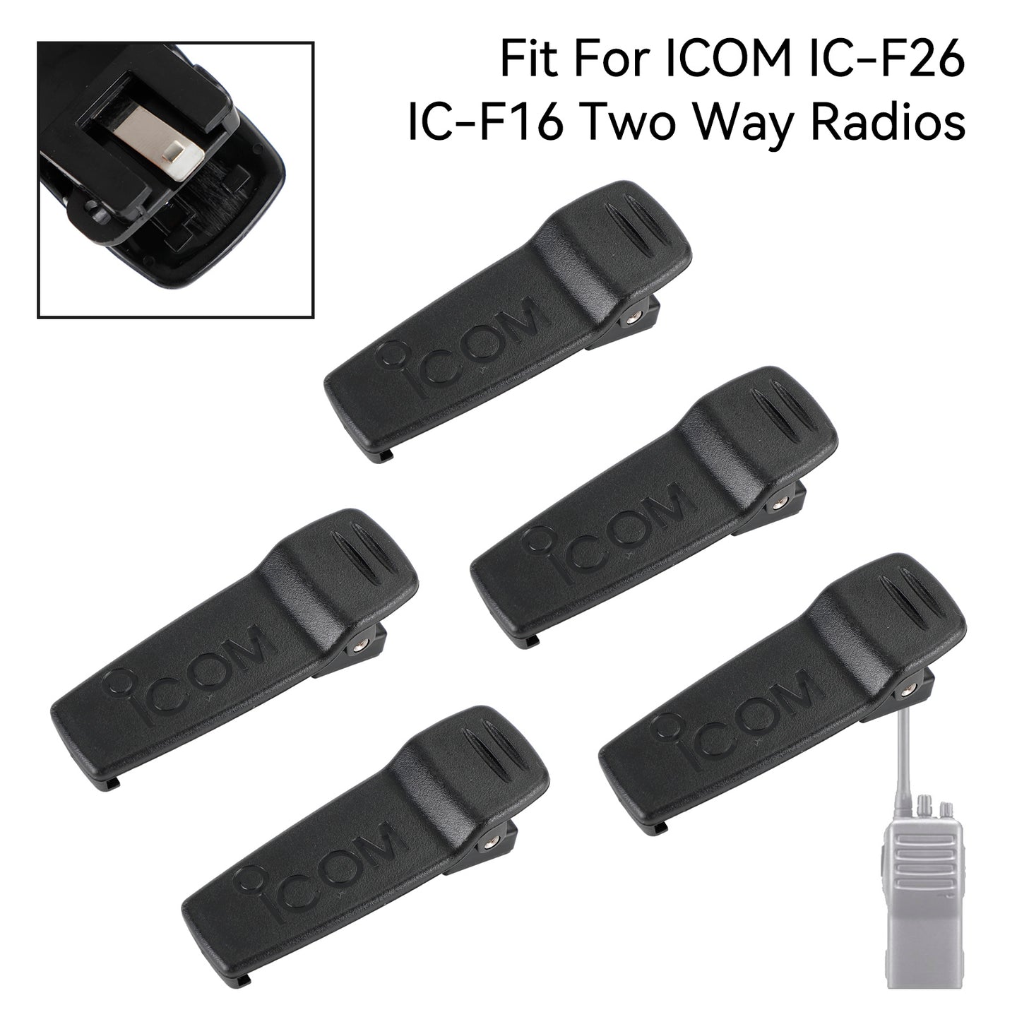 5X Walkie Talkie Two Way Radio Communicator Belt Clip Fit For ICOM IC-F26 IC-F16