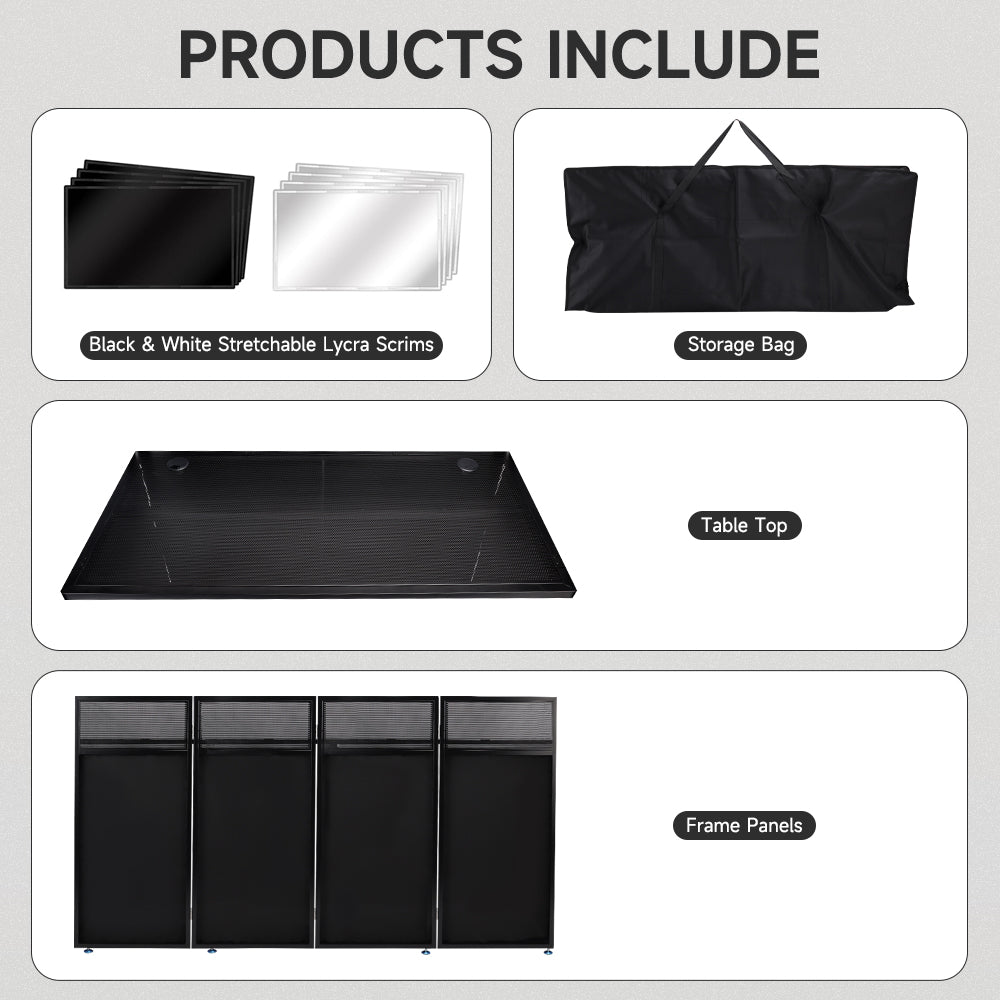 Portable DJ Facade Table Station 45"x42" Event Booth Facade Metal Foldable Frame