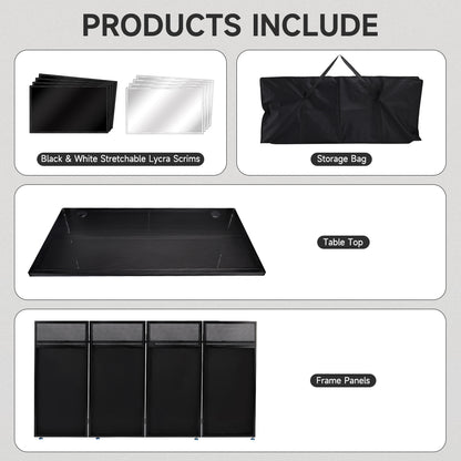 Portable DJ Facade Table Station 45"x42" Event Booth Facade Metal Foldable Frame