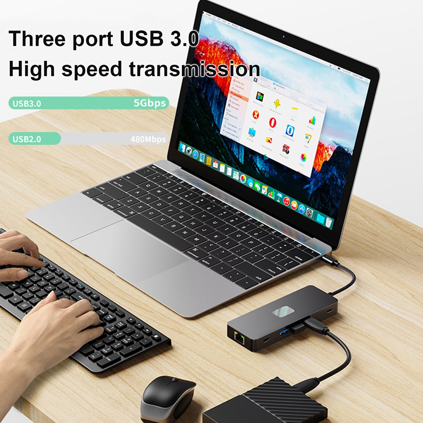10 in 1 TYPE-C to RJ45  Gigabit USB 3.0  HDMI SD/TF PD100W USB-C Data Interface