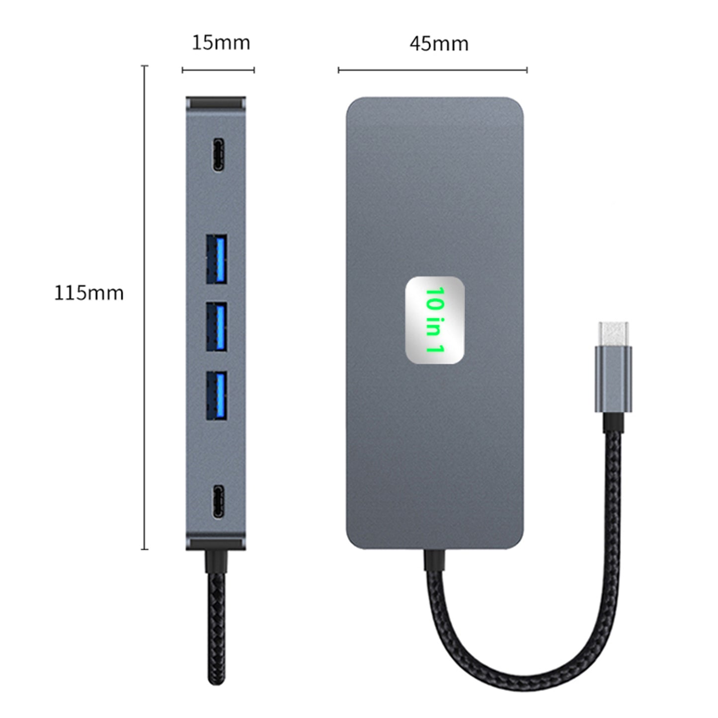 10 in 1 TYPE-C to RJ45  Gigabit USB 3.0  HDMI SD/TF PD100W USB-C Data Interface (Copy)