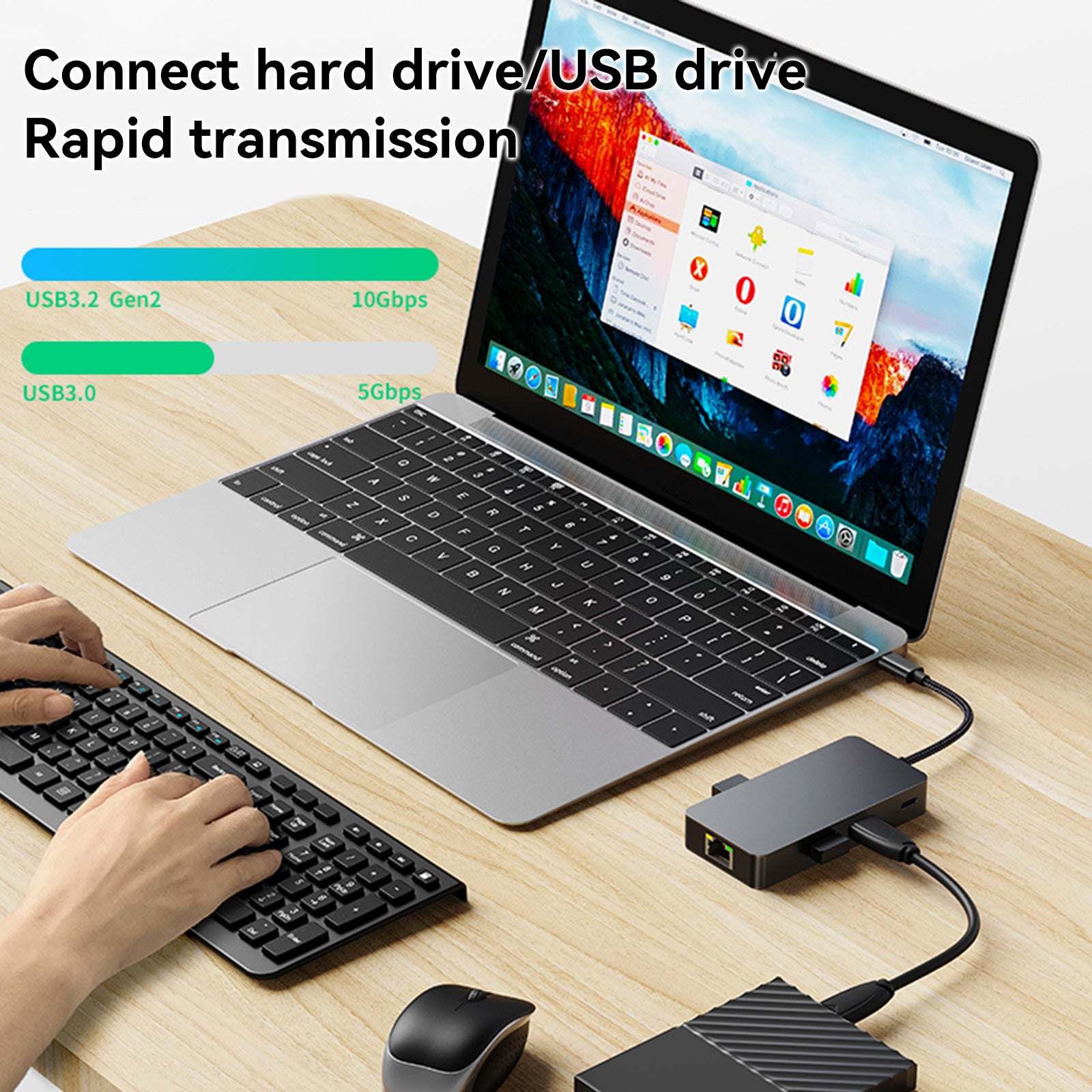 6 in 1 TYPE-C to RJ45 Gigabit USB 3.2 HDMI PD100W Interface Hub Adapter Dock (Copy)