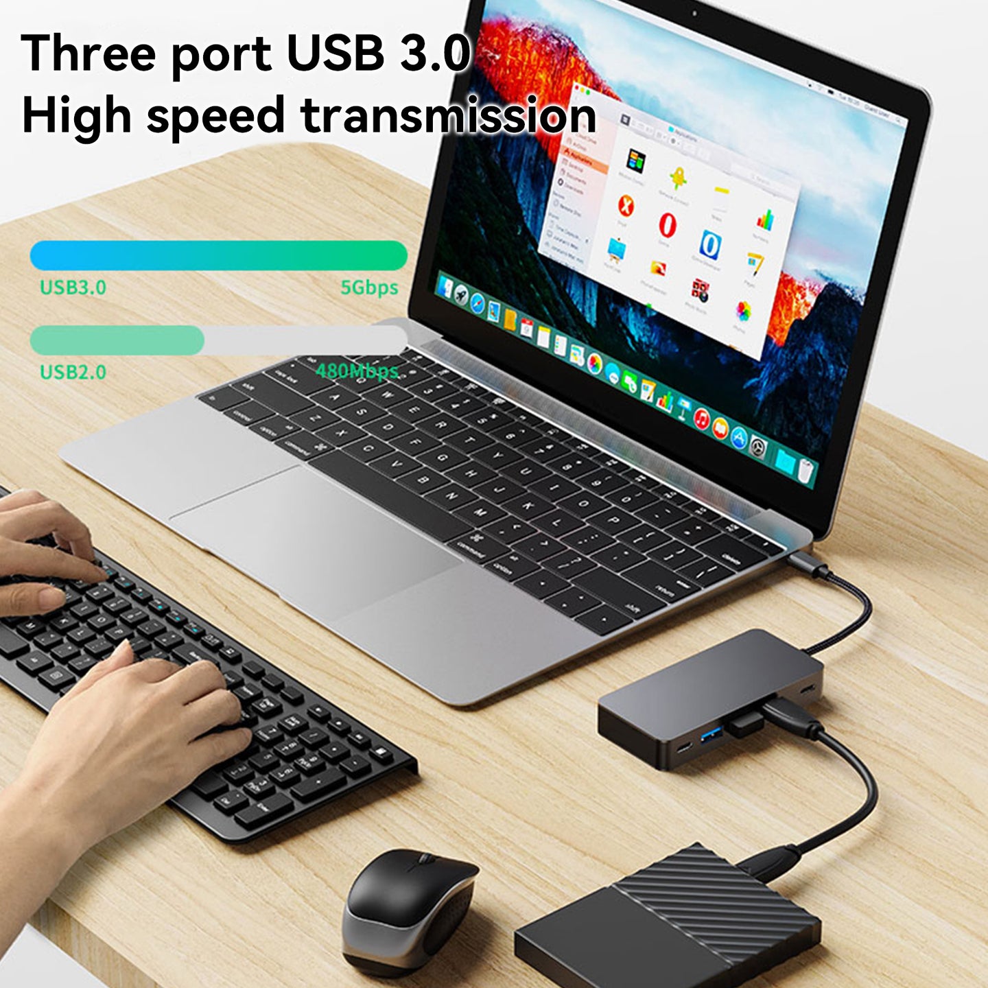 7 in 1 TYPE-C+USB3.0*3+HDMI*2+PD100W+USB-C Data Interface Hub Adapter Dock