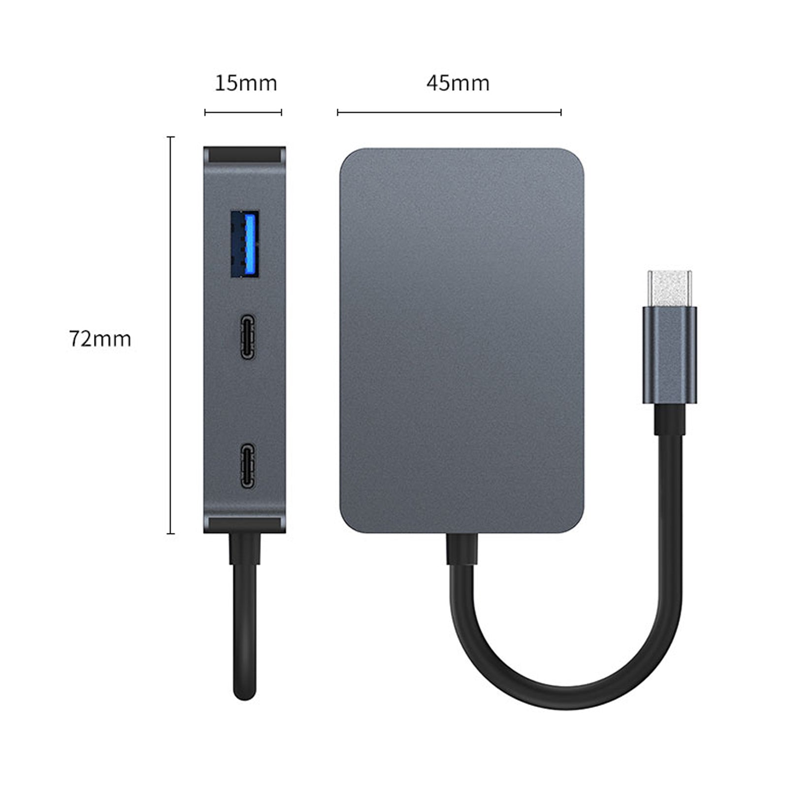 5 in 1 TYPE-C+USB3.0*3+PD100W+USB-C Data Interface Hub Adapter Dock for MacBook