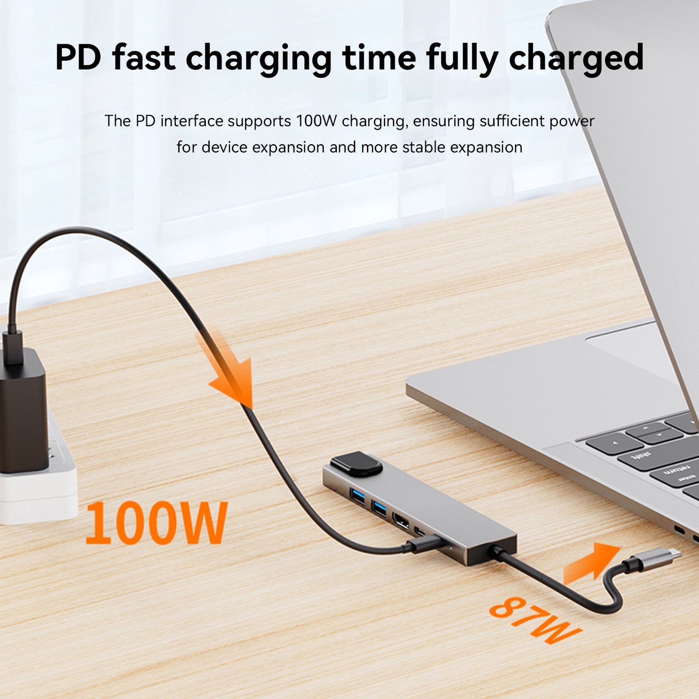 6 in 1 TYPE-C to HDMI+USB3.0+2.0+RJ45 100M+PD+Data Interface Hub Adapter Dock