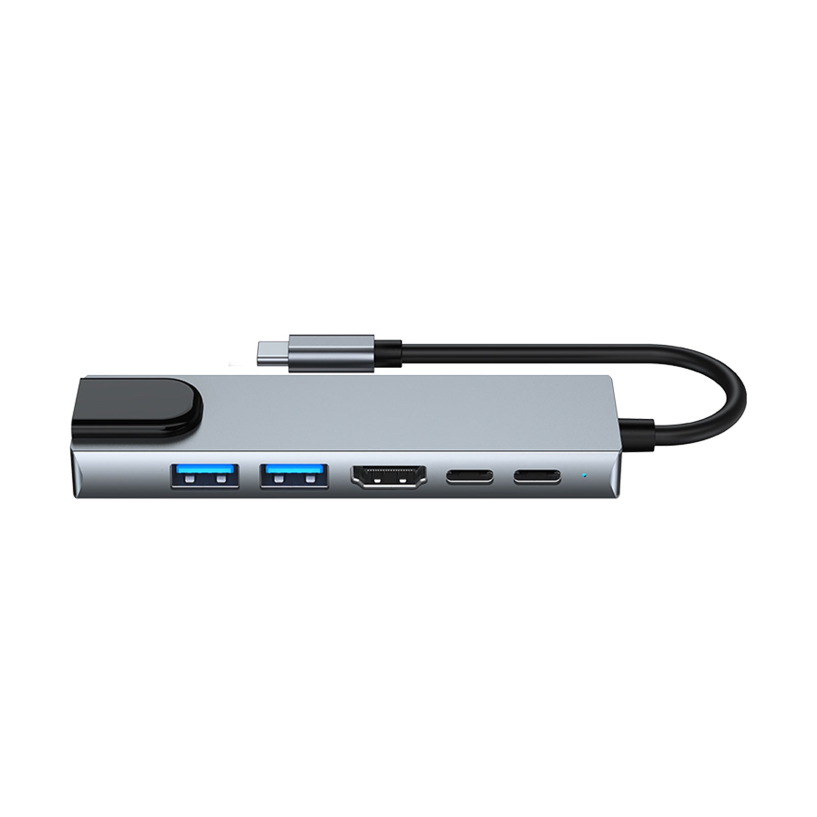 6 in 1 TYPE-C to HDMI+USB3.0+2.0+RJ45 100M+PD+Data Interface Hub Adapter Dock