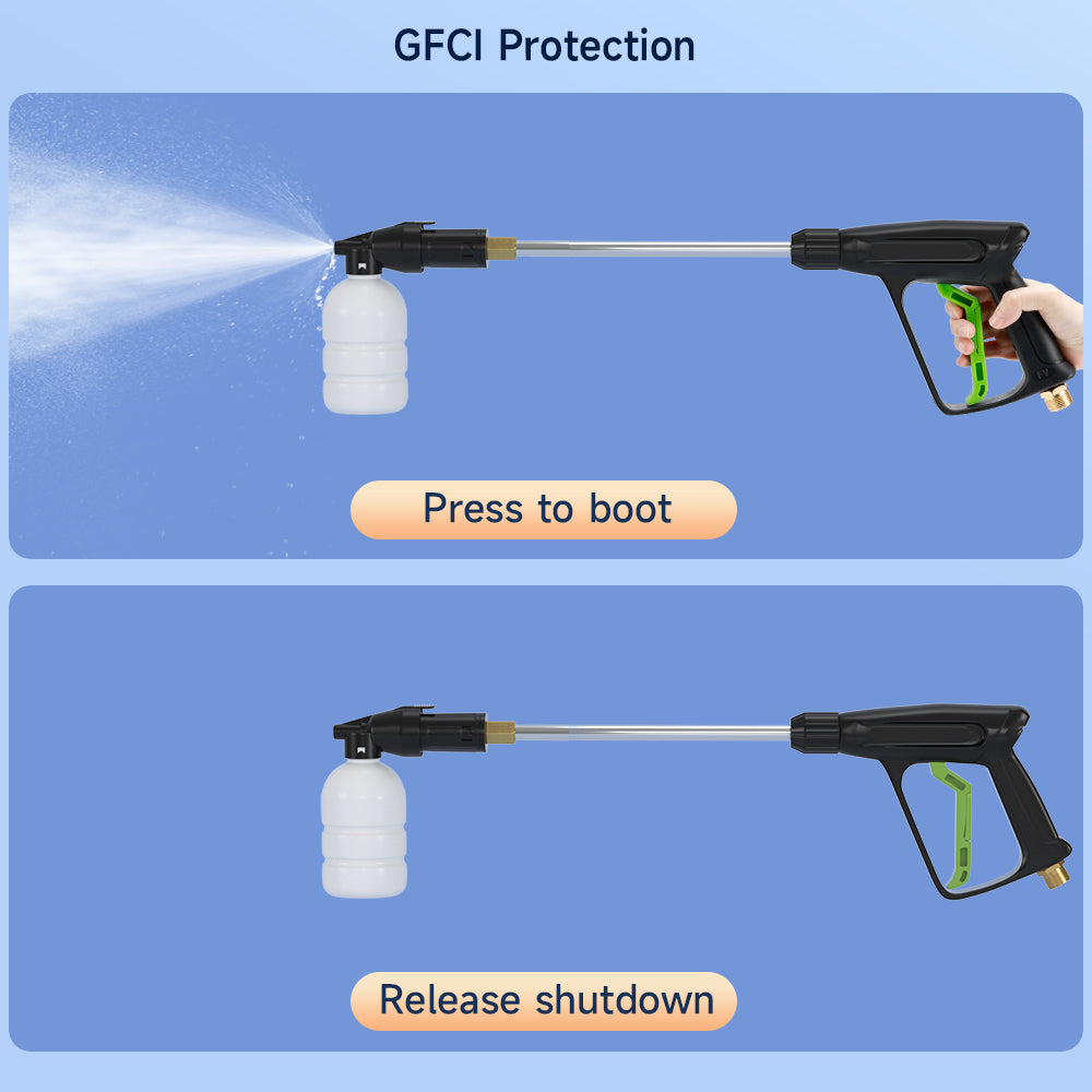3200 PSI 1.8 GPM Electric Pressure Washer, 1400W High Power Cleaner with 2 Guns & 5 Nozzles for Cars, Patios, Decks