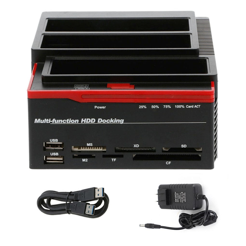 Multifunction 2.5 3.5" HDD Docking Station USB 3.0 Clone Hard Drive Card US