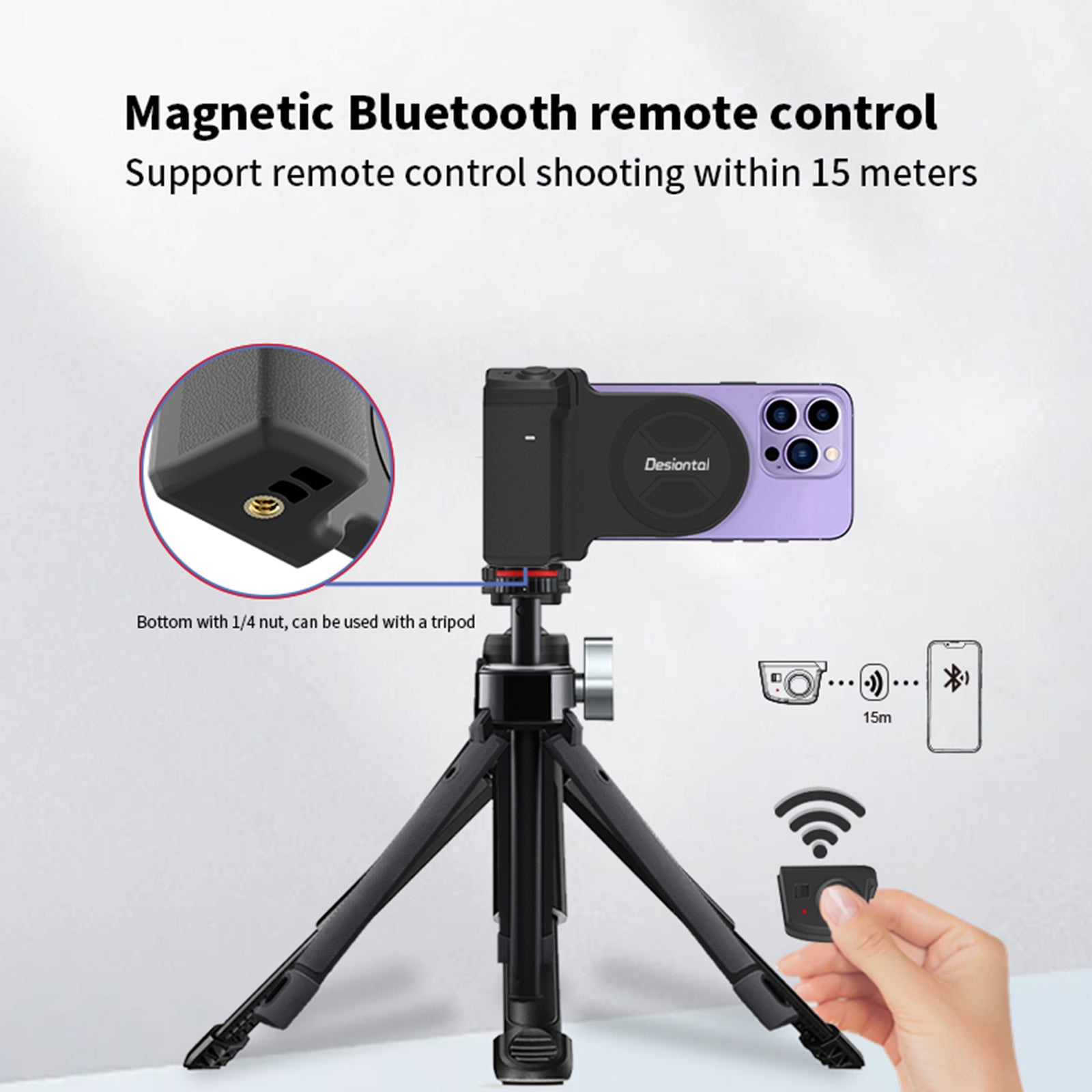 PH-30b Magnetic Selfie Clip Mobile Phone Magnetic Suction Shot Handle Bluetooth