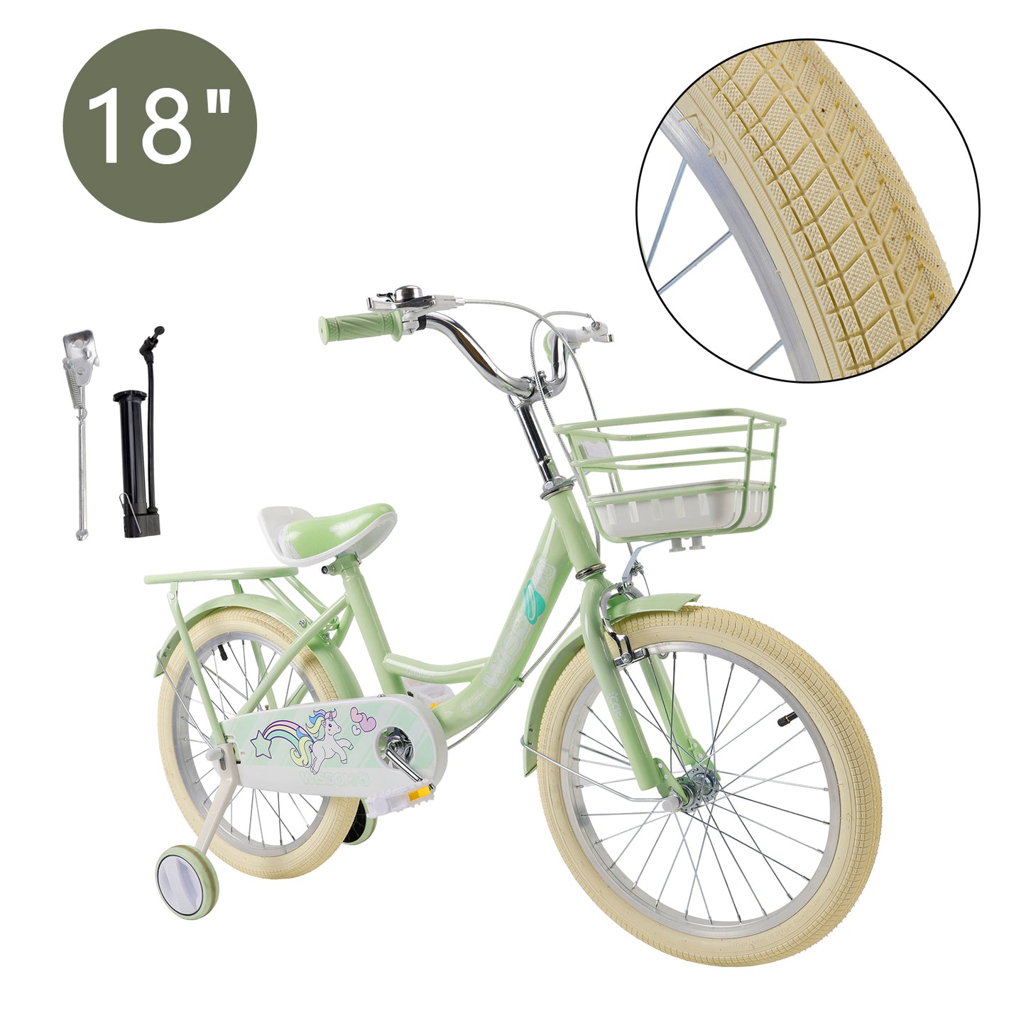 16"/18" Child Bicycle Girls Bike with auxiliary wheels & Rack & Basket