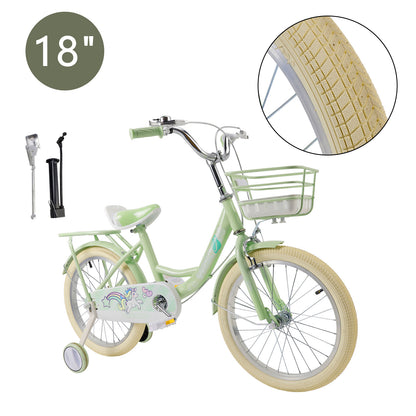 16"/18" Child Bicycle Girls Bike with auxiliary wheels & Rack & Basket