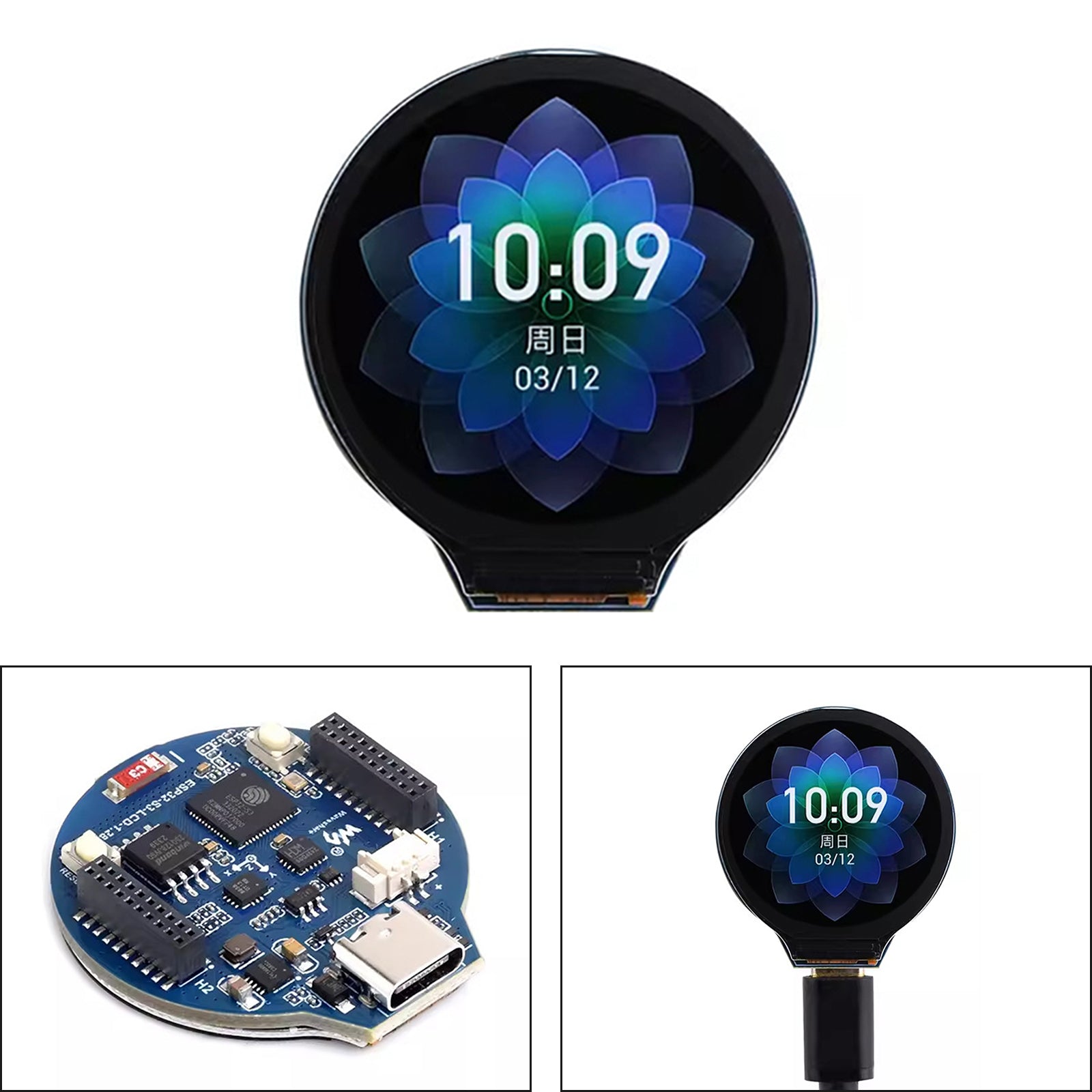 ESP32 S3 Development Board with 1.28-inch LCD Screen Round IPS Screen Bluetooth