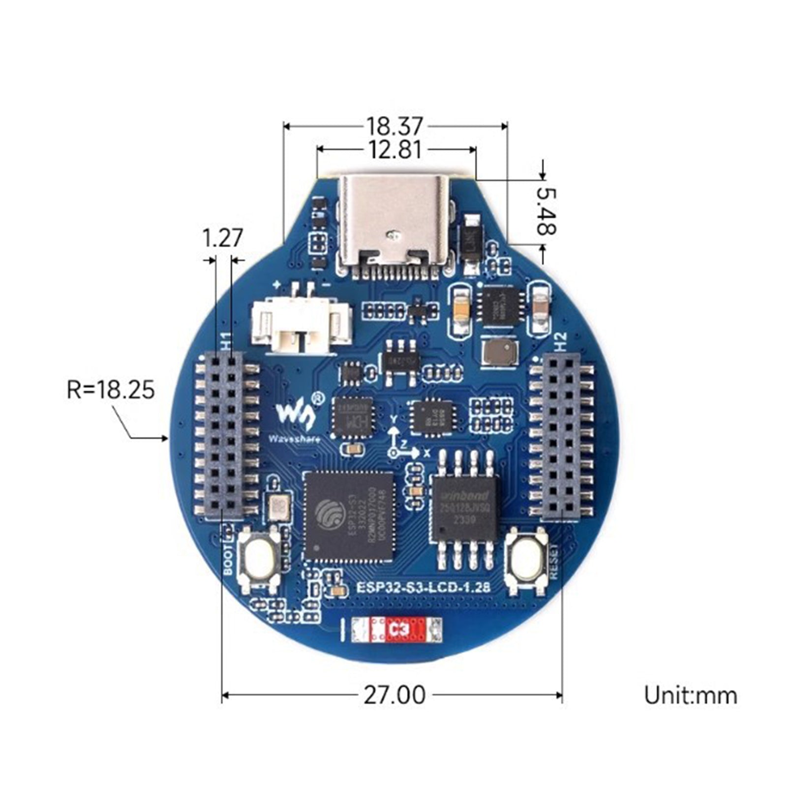 ESP32 S3 Development Board with 1.28-inch LCD Screen Round IPS Screen Bluetooth