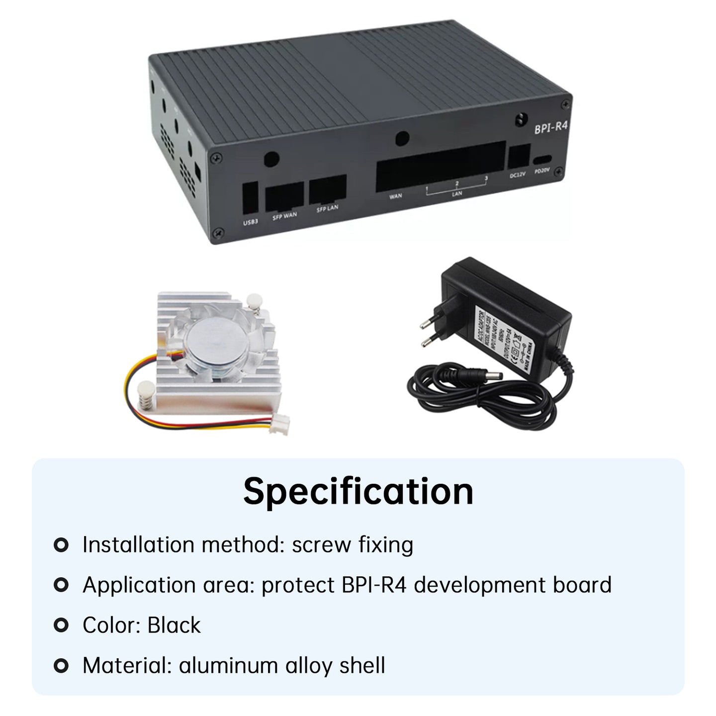 Banana Pi BPI R4 Dedicated Metal Shell Aluminum Alloy Protective Shell Radiator