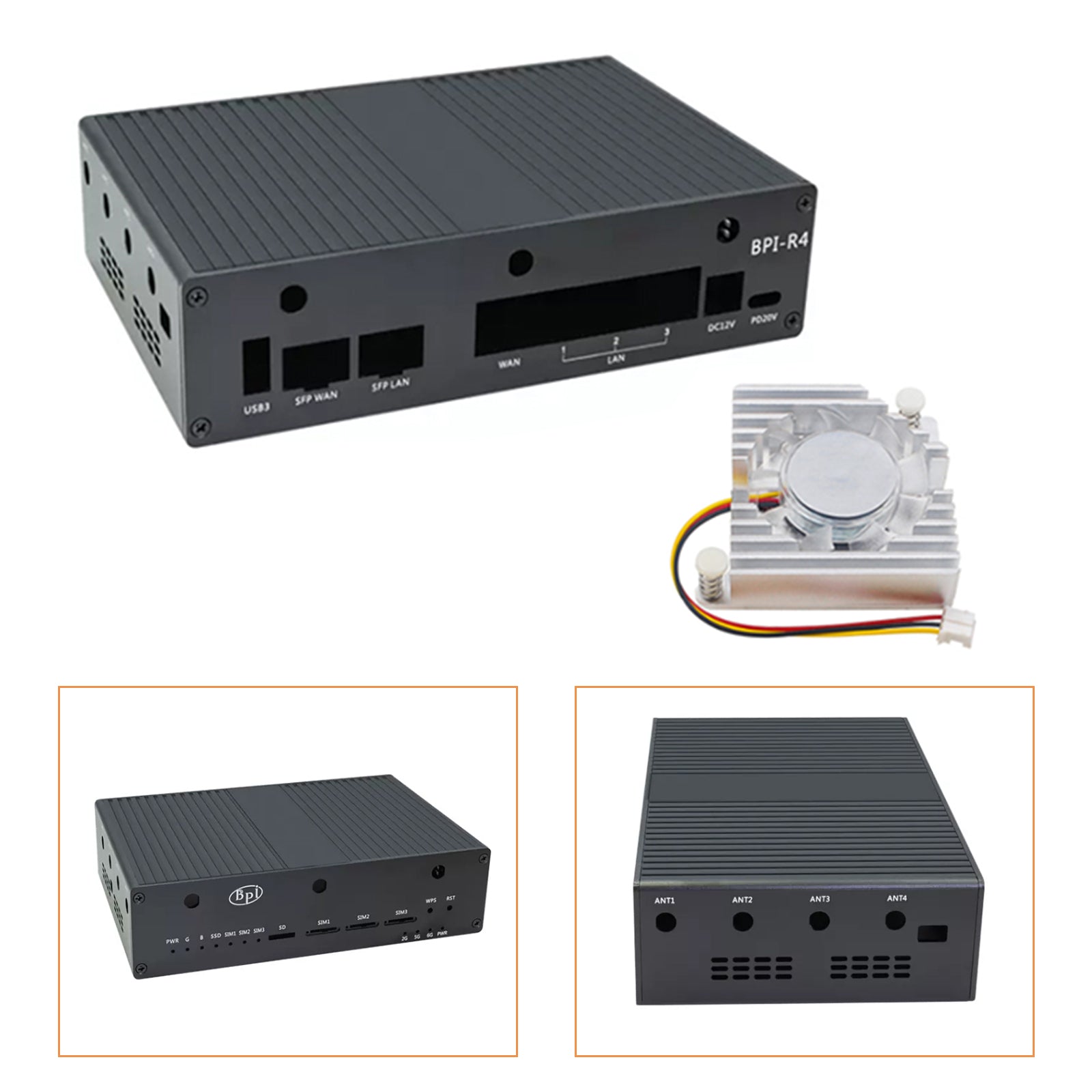 Banana Pi BPI R4 Dedicated Metal Shell Aluminum Alloy Protective Shell Radiator