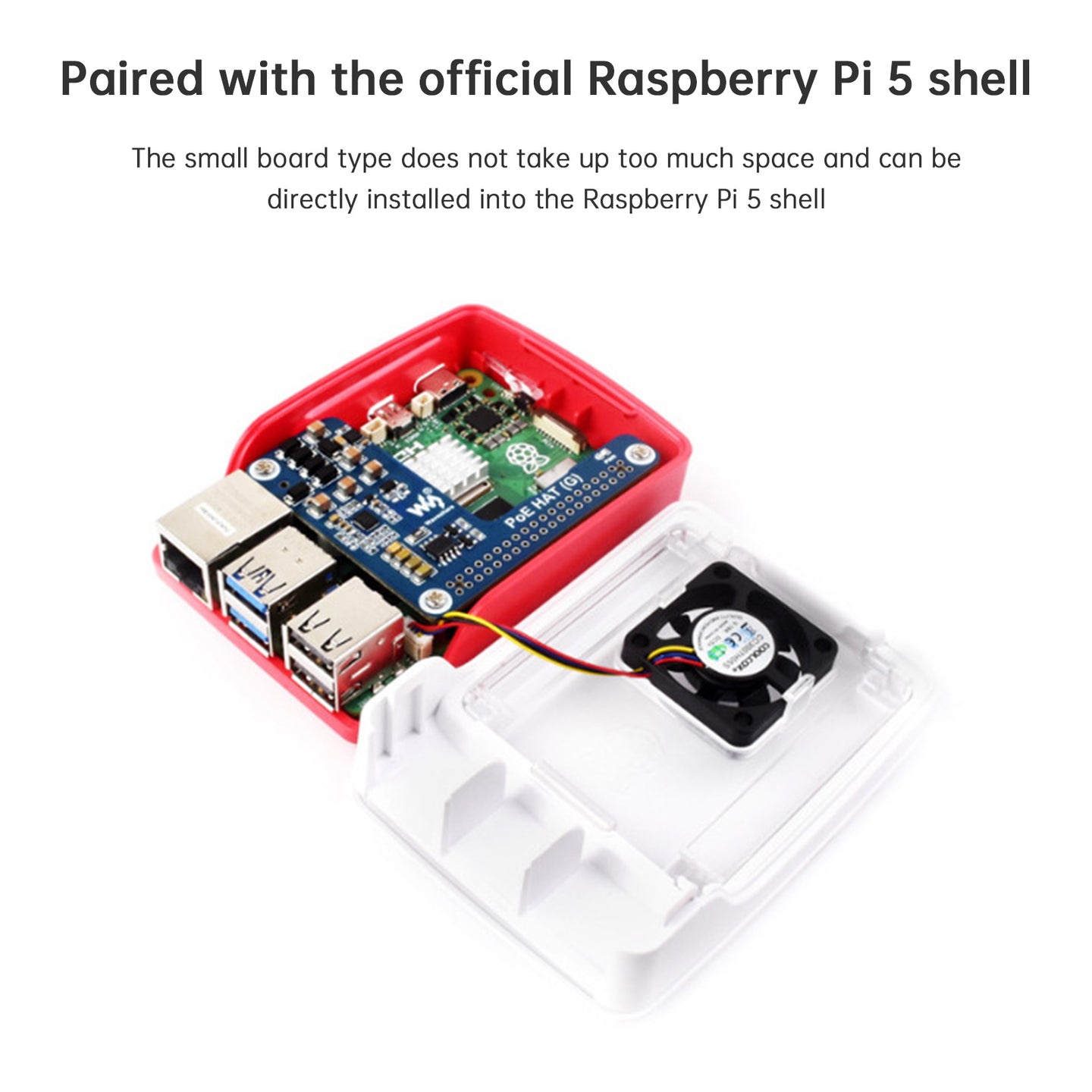 Raspberry Pi 5 Ethernet Expansion Board PoE Power Supply For Official Shell