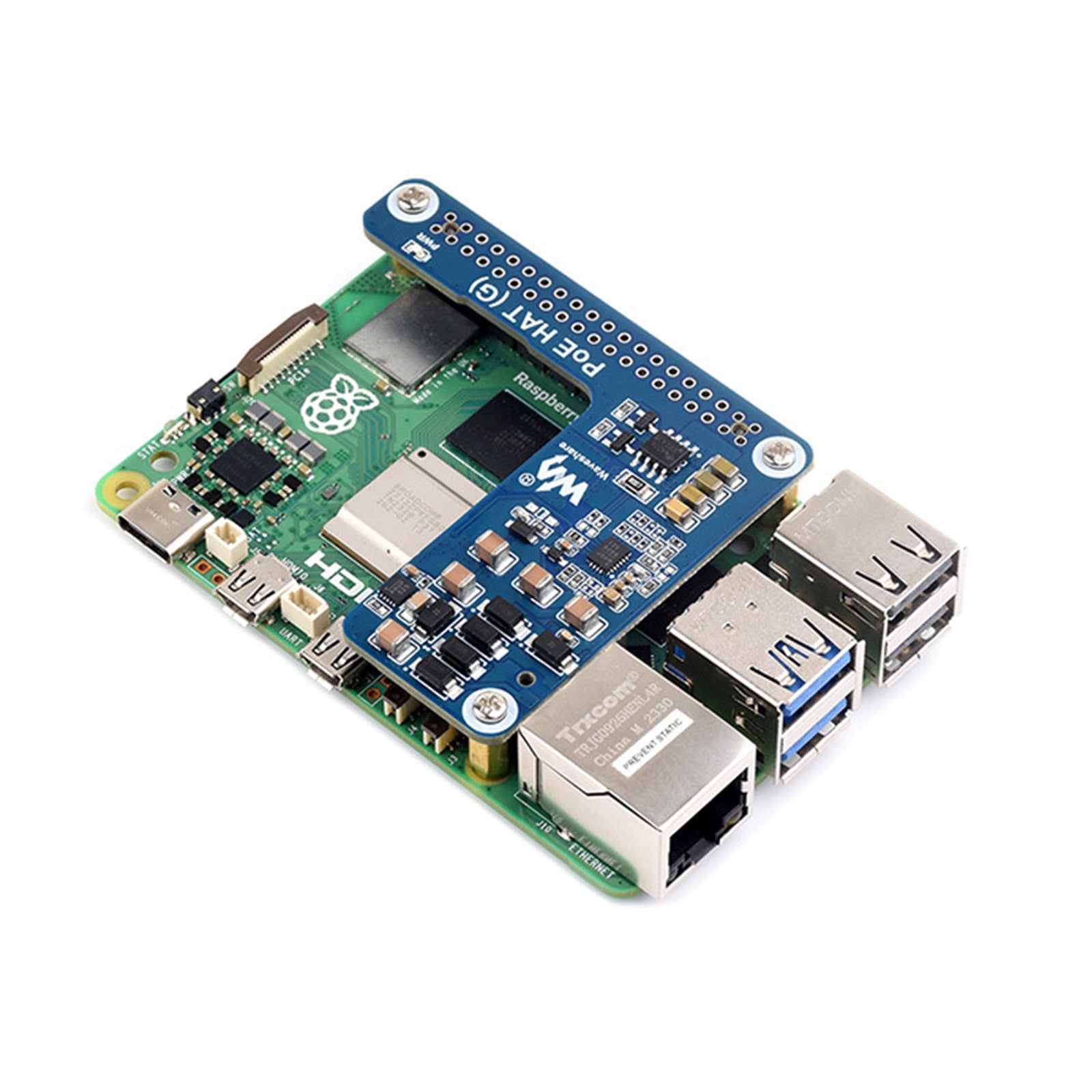 Raspberry Pi 5 Ethernet Expansion Board PoE Power Supply For Official Shell