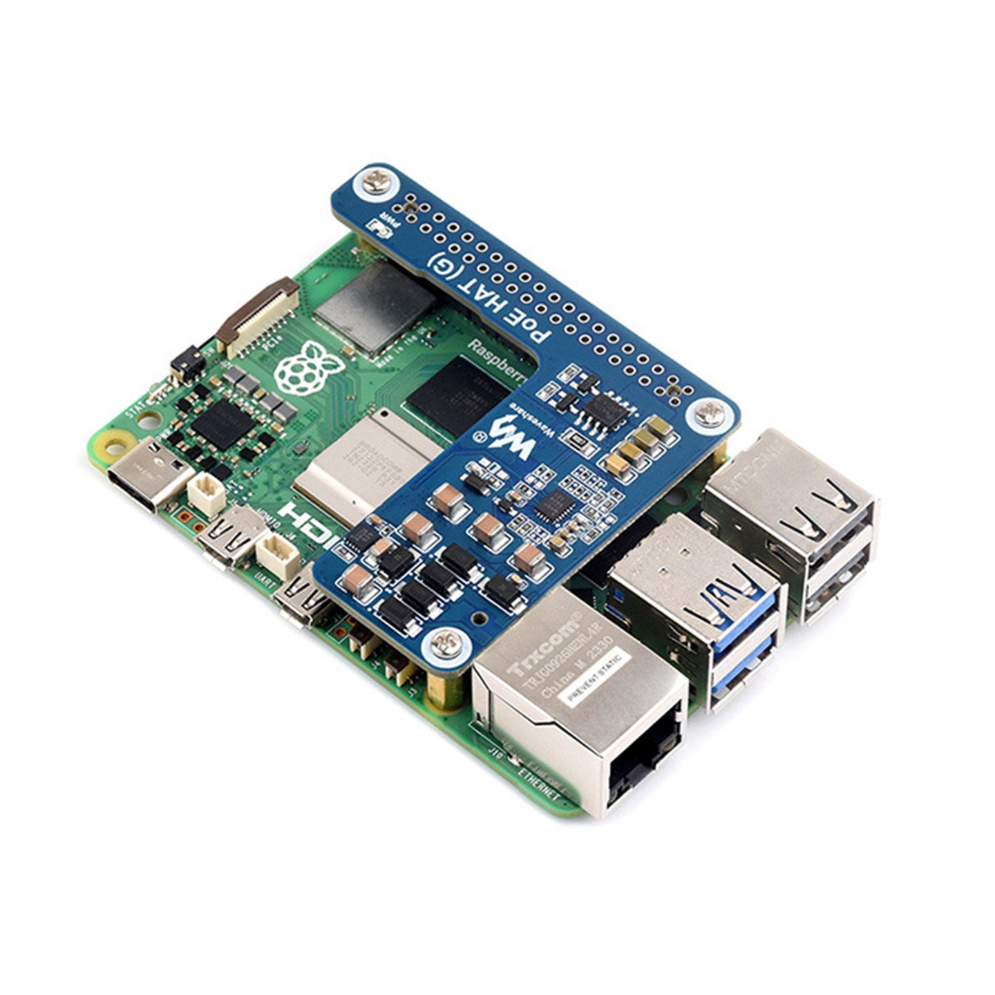 Raspberry Pi 5 Ethernet Expansion Board PoE Power Supply For Official Shell