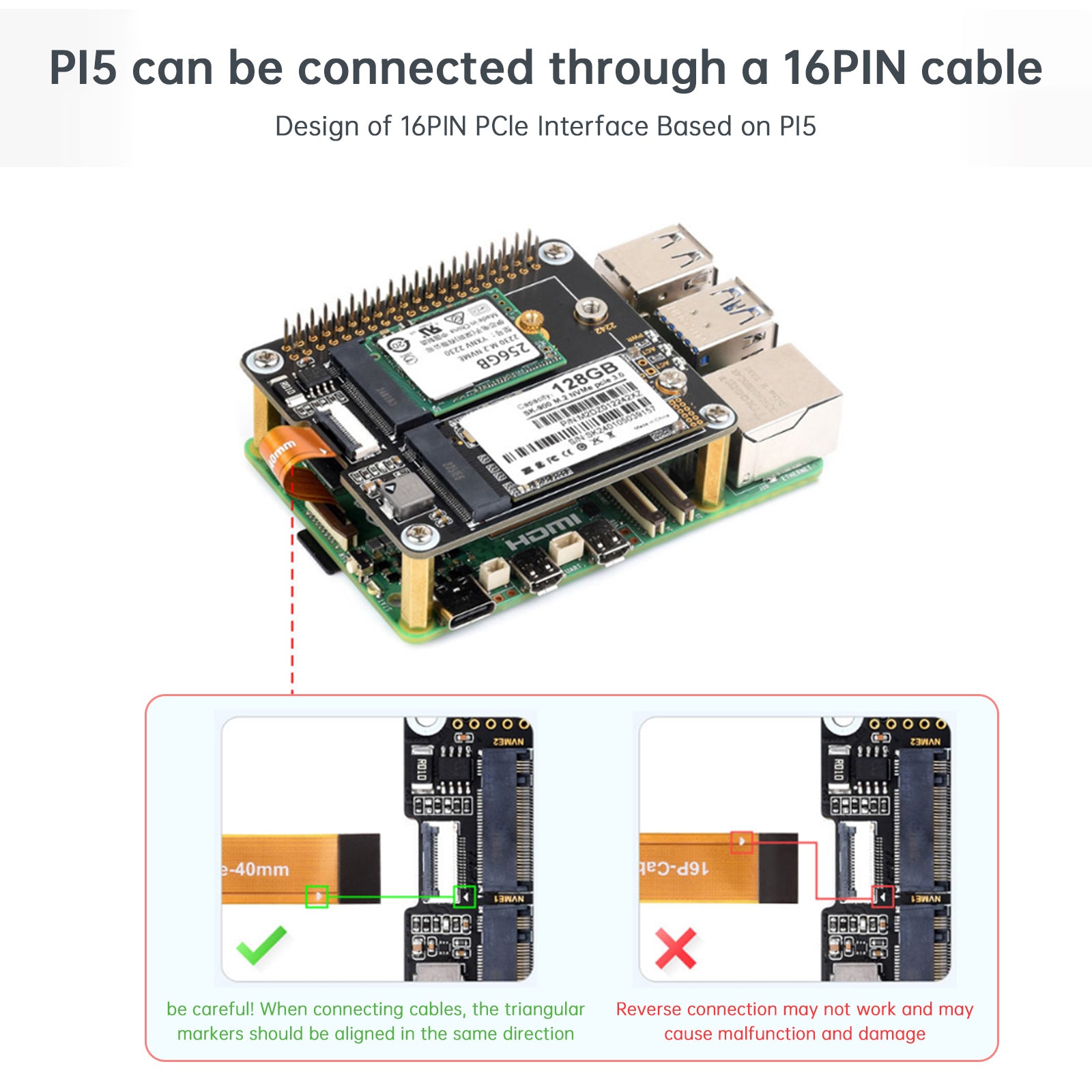 Raspberry Pi 5th Generation PCIe to Dual-Channel M.2 Adapter Board Nvme Protocol