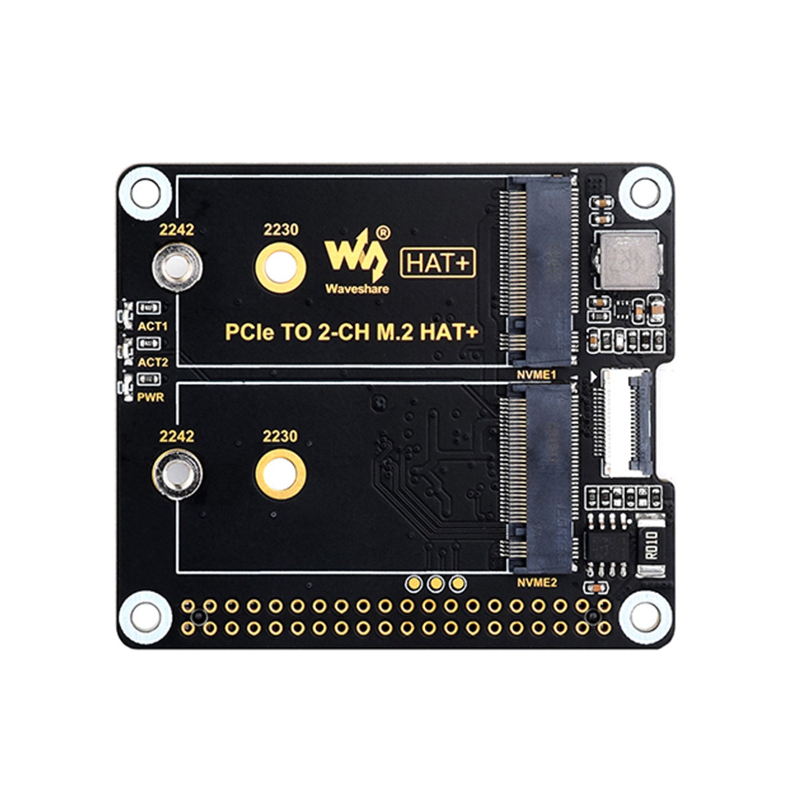 Raspberry Pi 5th Generation PCIe to Dual-Channel M.2 Adapter Board Nvme Protocol