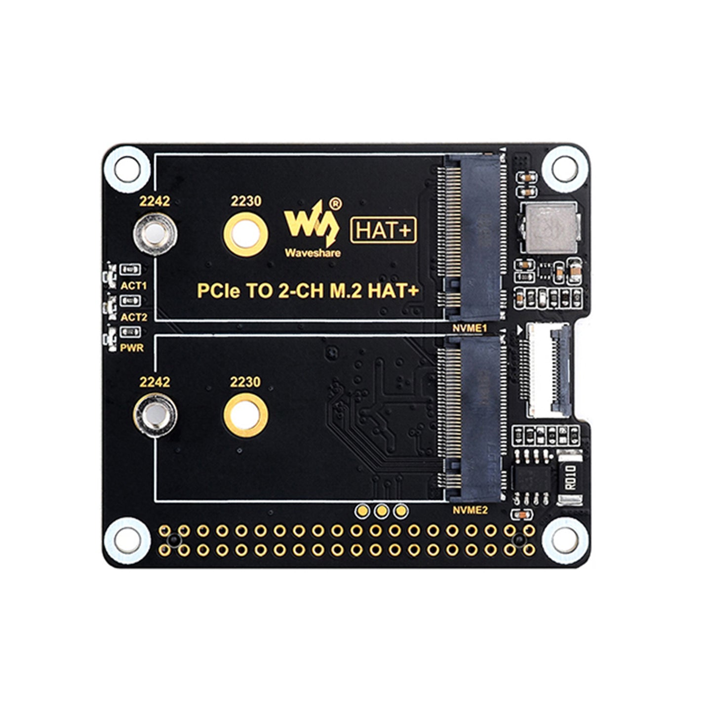 Raspberry Pi 5th Generation PCIe to Dual-Channel M.2 Adapter Board Nvme Protocol