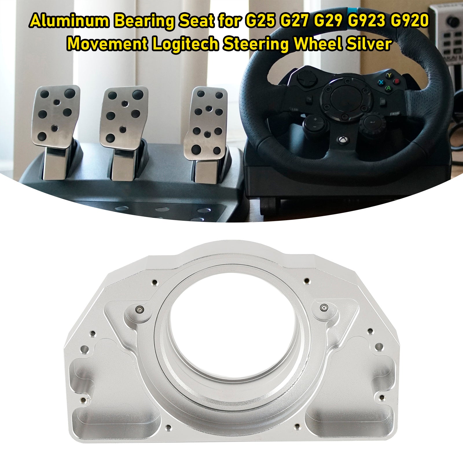 Aluminum Bearing Seat for G25 G29 G923 Movement Logitech Steering Wheel Silver
