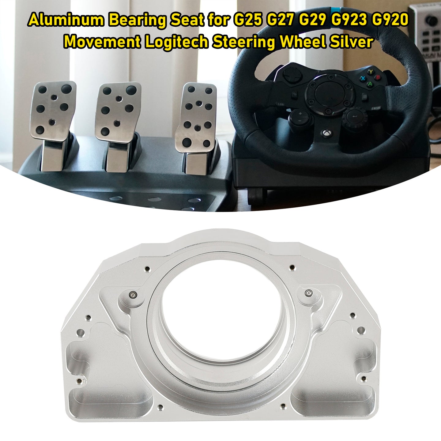 Aluminum Bearing Seat for G25 G29 G923 Movement Logitech Steering Wheel Silver
