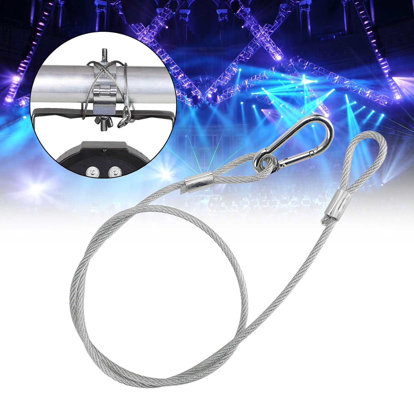 1Pcs 29.1"Steel Wire Safety Security Cable For Stage Light Clamp Par Light