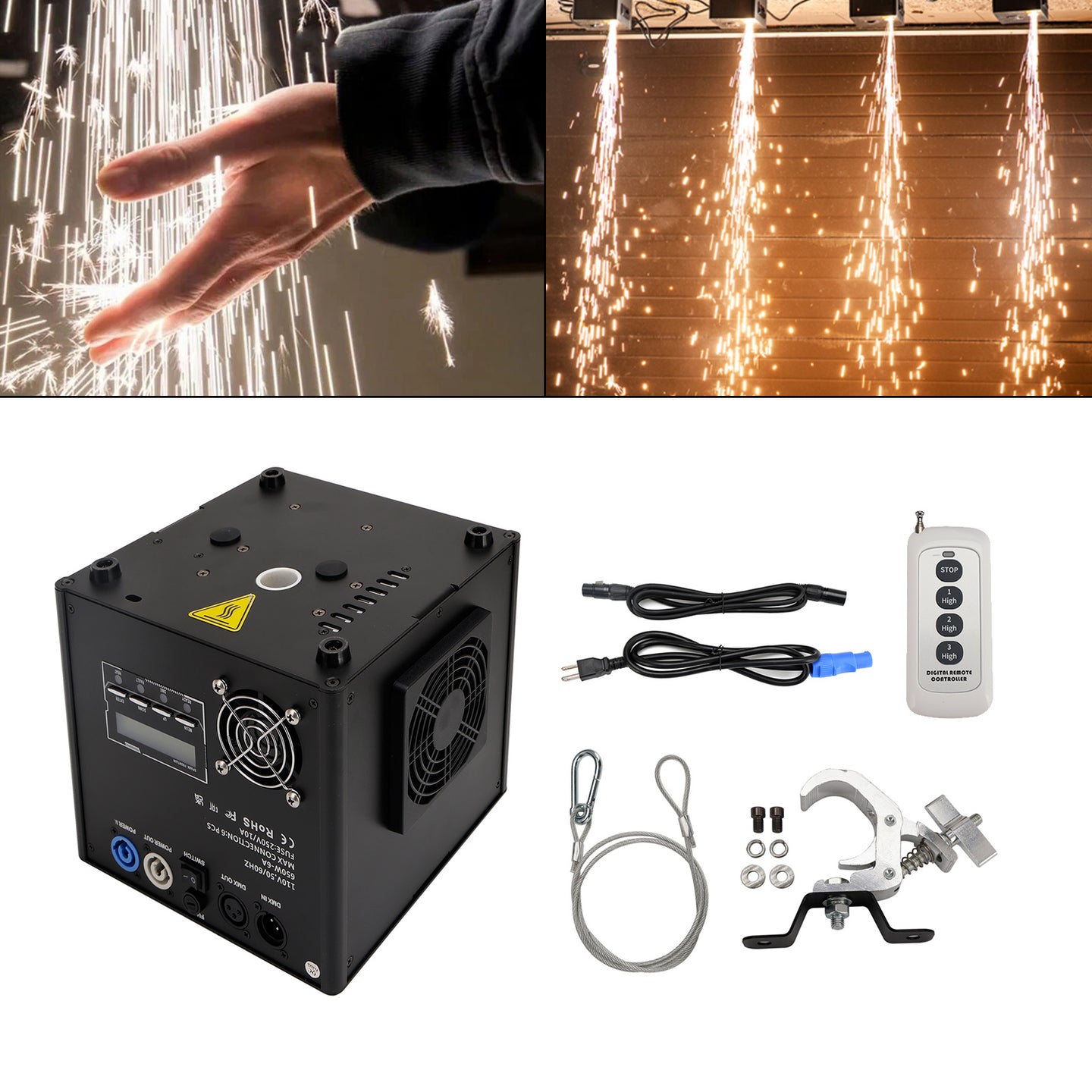 700W Cold Spark Firework Machine – DMX Stage Effect for Party, Wedding, Event Downward Spray