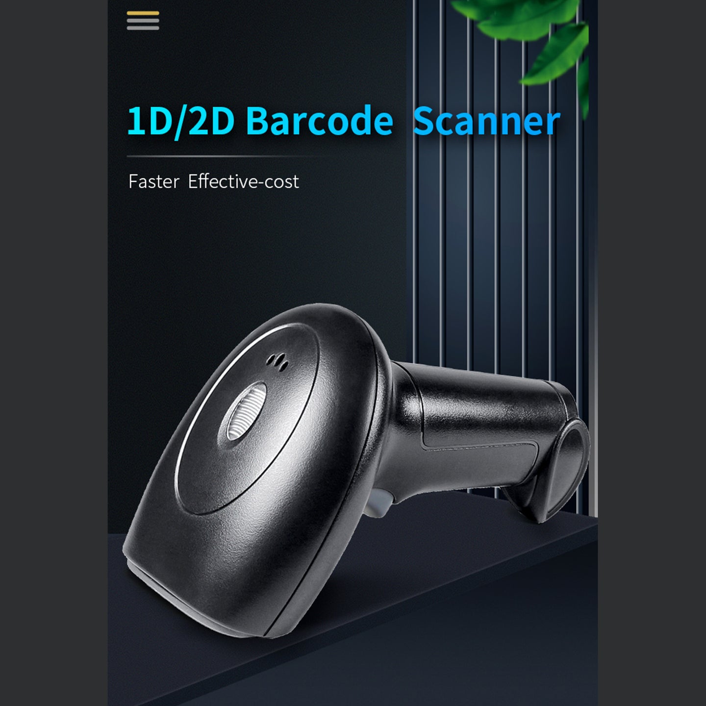 2 In1 1D+2D Portable Handheld Gun Auto USB Laser Scanner Bar Code Reader w Stand