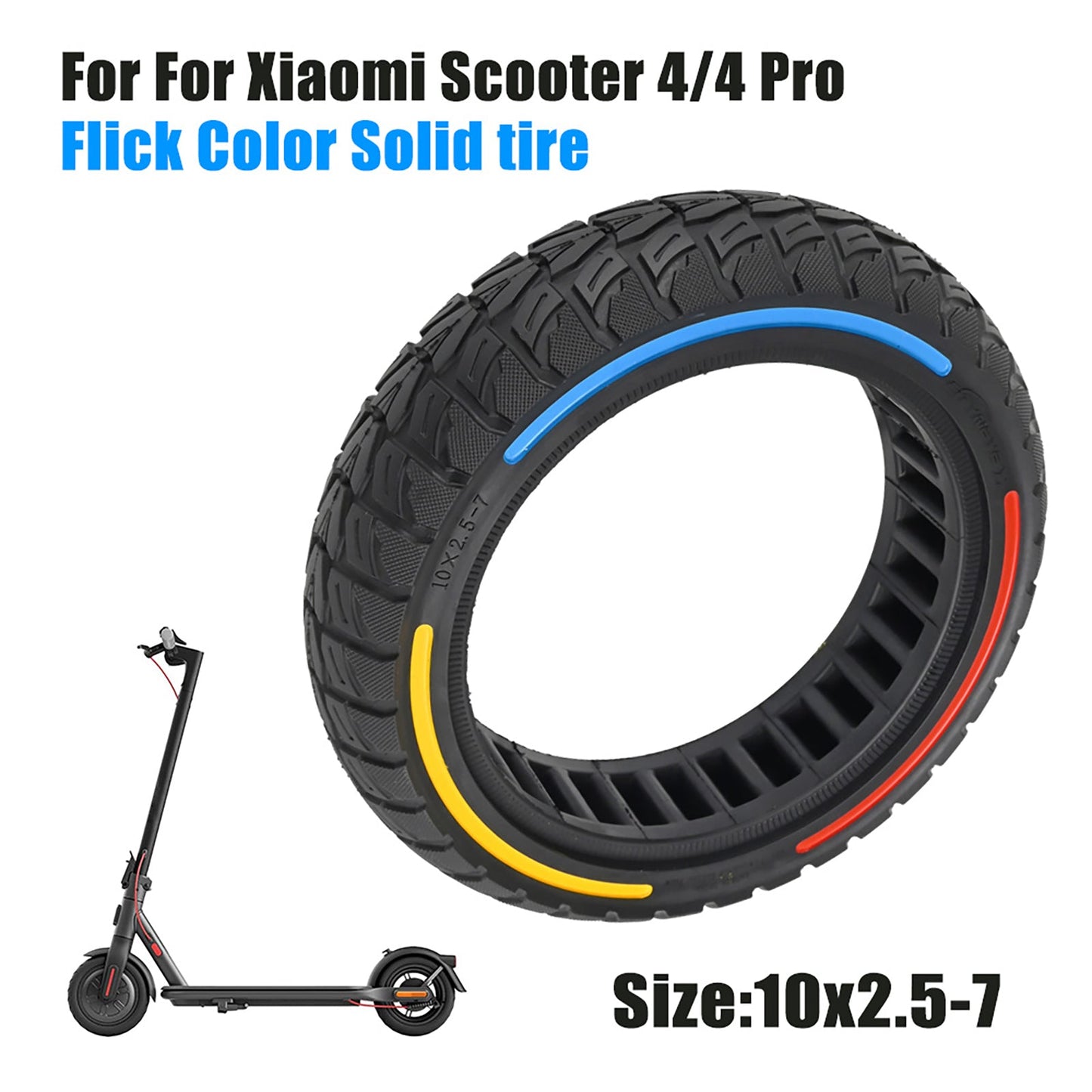 10x2.5-7 Full Rubber Tires E-Scooter for Xiaomi 4/Mi4 Pro