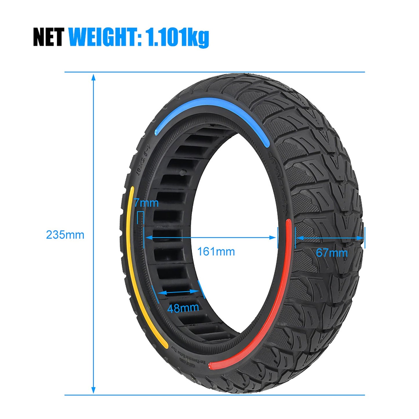 10x2.5-7 Full Rubber Tires E-Scooter for Xiaomi 4/Mi4 Pro