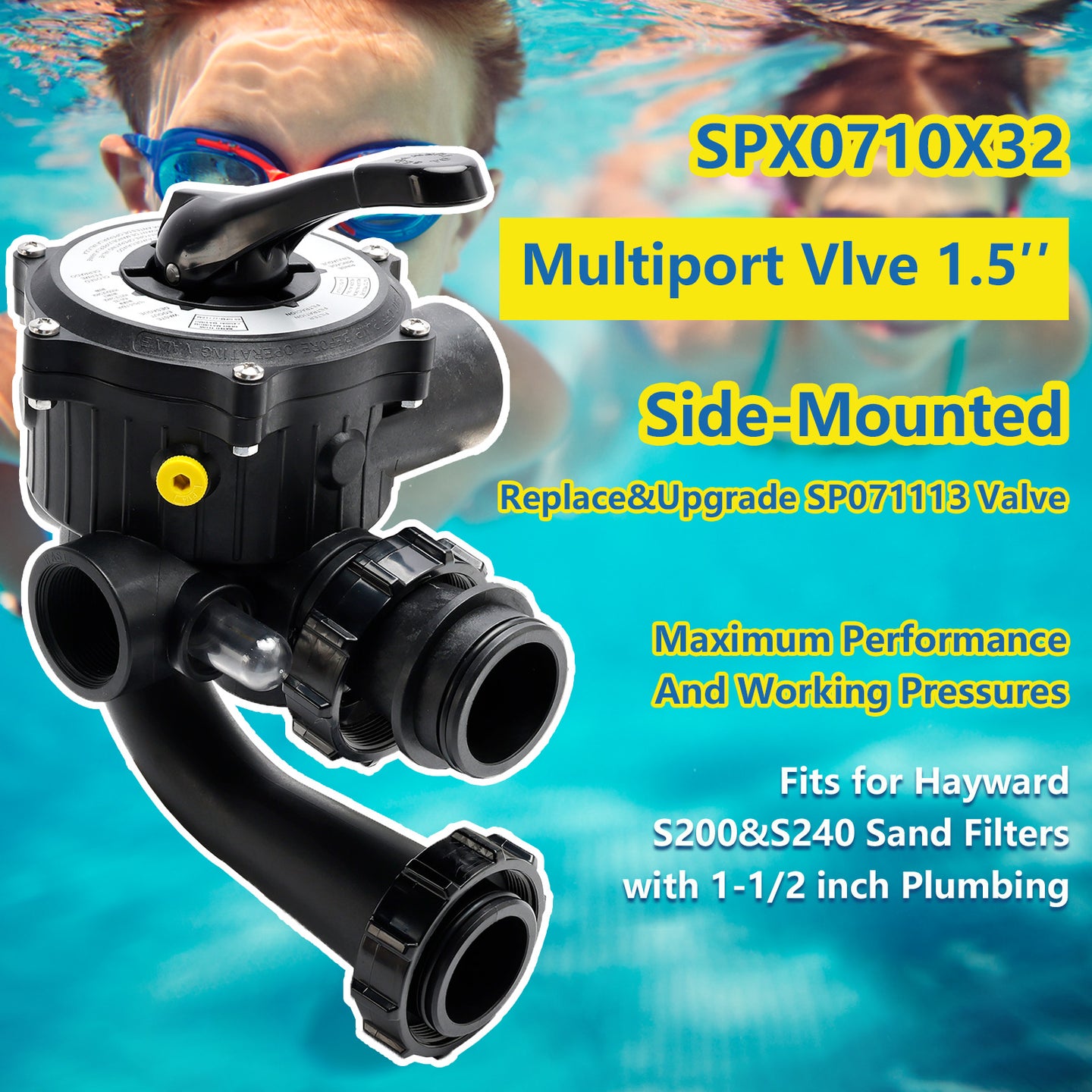 SPX0710X32 Vari-Flo Multiport Valve 1.5" Fit For Hayward S200 and S240 Series Pool